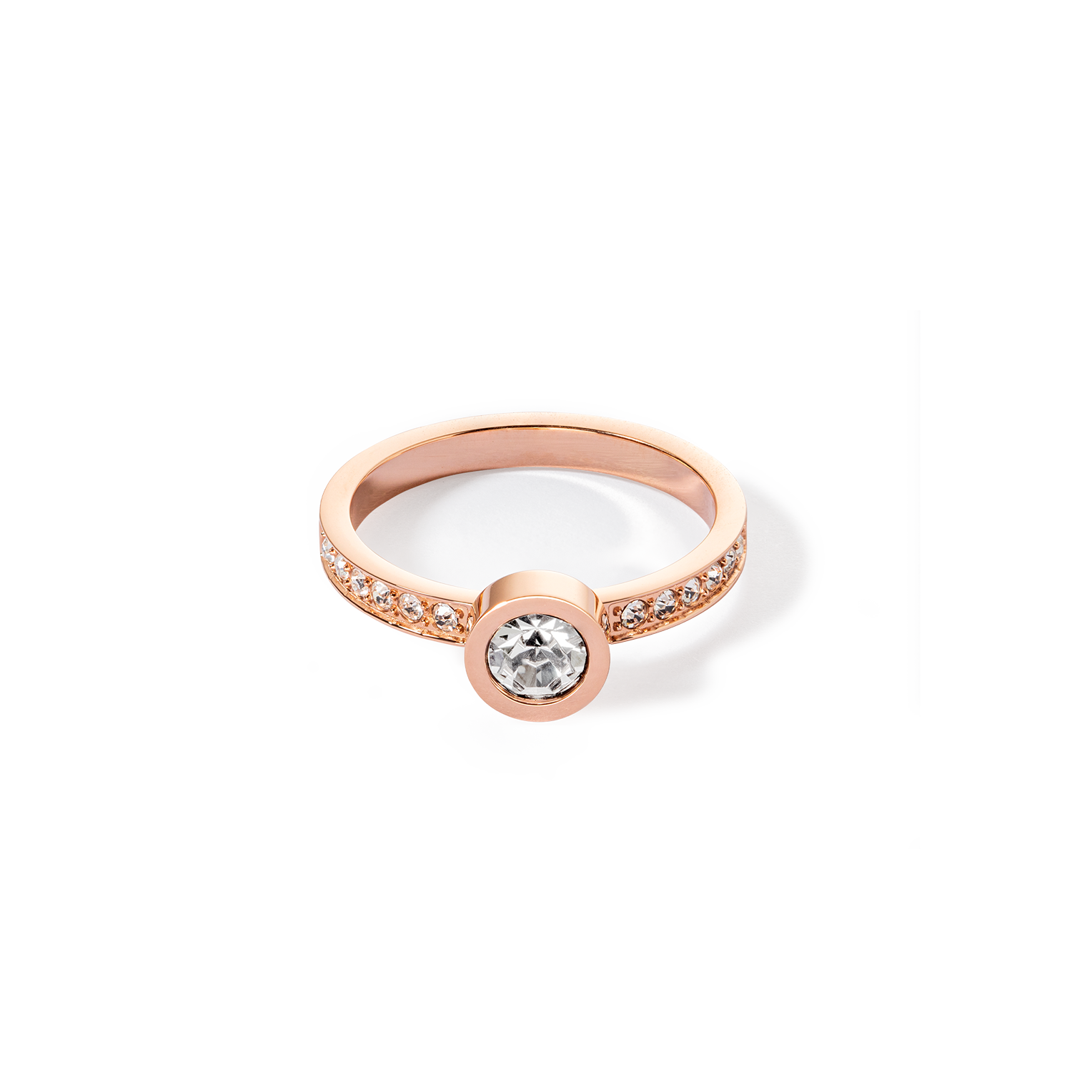 Sparkling Dots Rose Gold Crystal Ring - Elegant Cubic Zirconia Jewelry for Women, Perfect for Weddings, Parties & Special Occasions