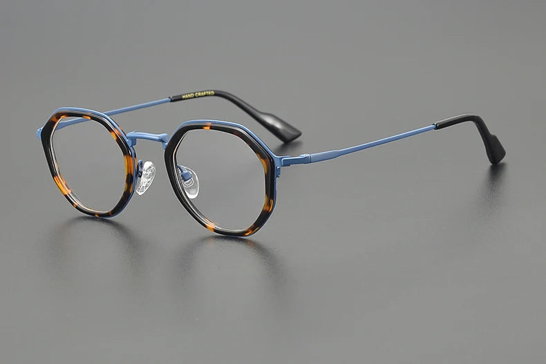 Stylish Aimee Unisex Full Rim Round Polygon Titanium Acetate Eyeglasses Frame 14023 - Perfect for Work, Reading & Fashion Accessories