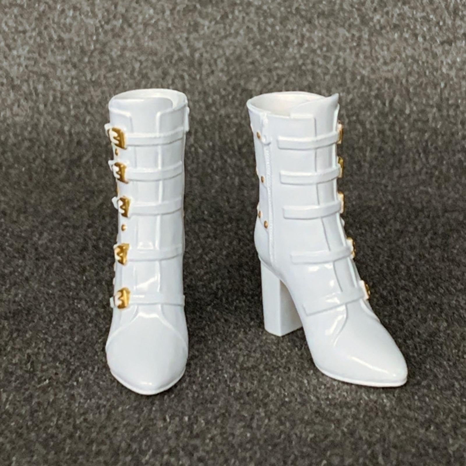Kowaku 1/6 Scale BJD Doll High Heel Boots - White Ball Jointed Doll Shoes for Anime Figures & Collectible Dolls - Perfect for Cosplay, Photography & Display
