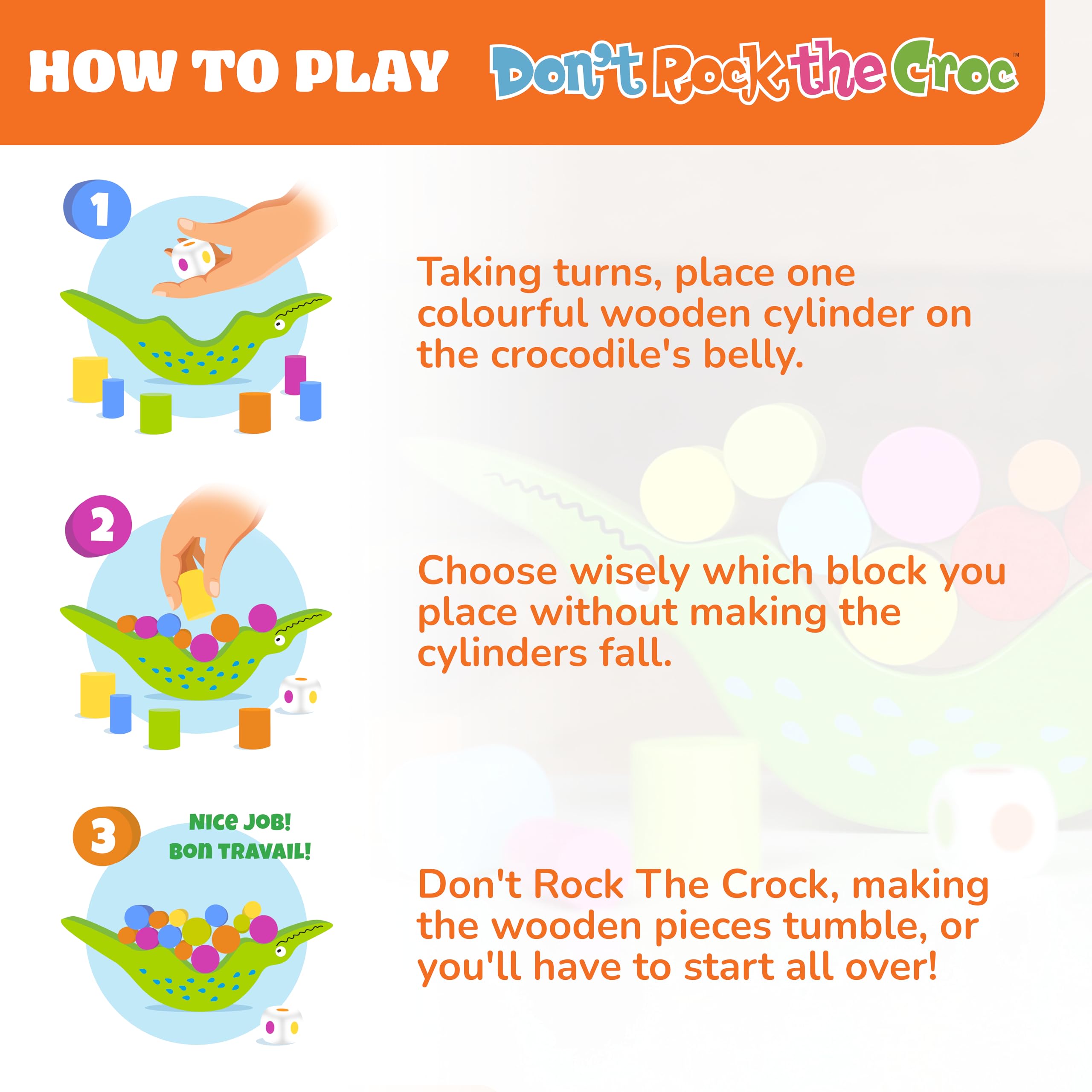 Foxmind Games Don't Rock The Croc - Fun Toddler Board Game for Boys & Girls Ages 3-5 | Exciting Multiplayer Kids Game for Family Game Night | Perfect Birthday Gift & Preschool Learning Activity