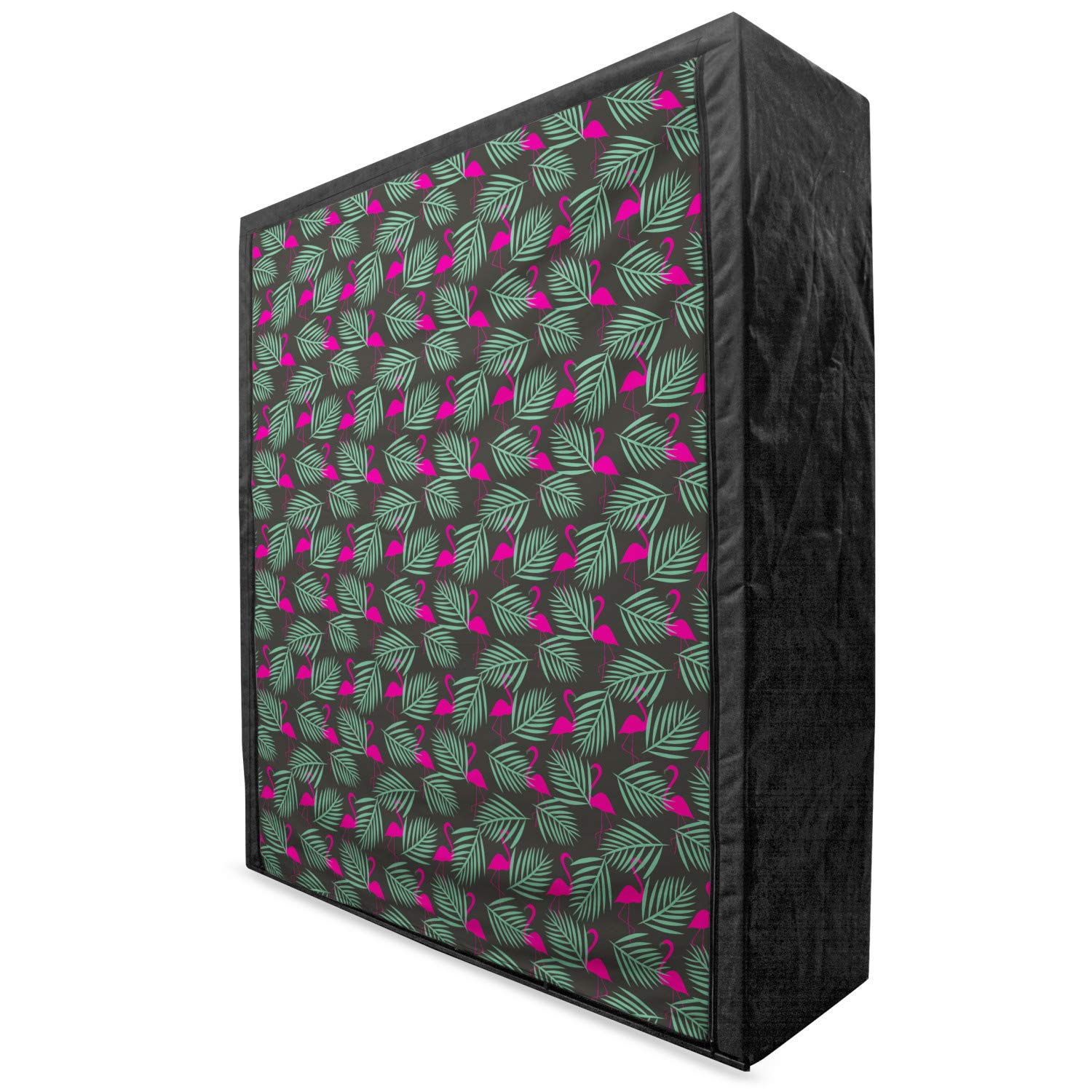Ambesonne Flamingo Portable Fabric Wardrobe - Pink Zoo Animals Tropical Design with Shelves, 59 Inch Clothing Organizer & Storage Closet | Perfect for Bedroom, Dorm, Nursery, or Travel Use