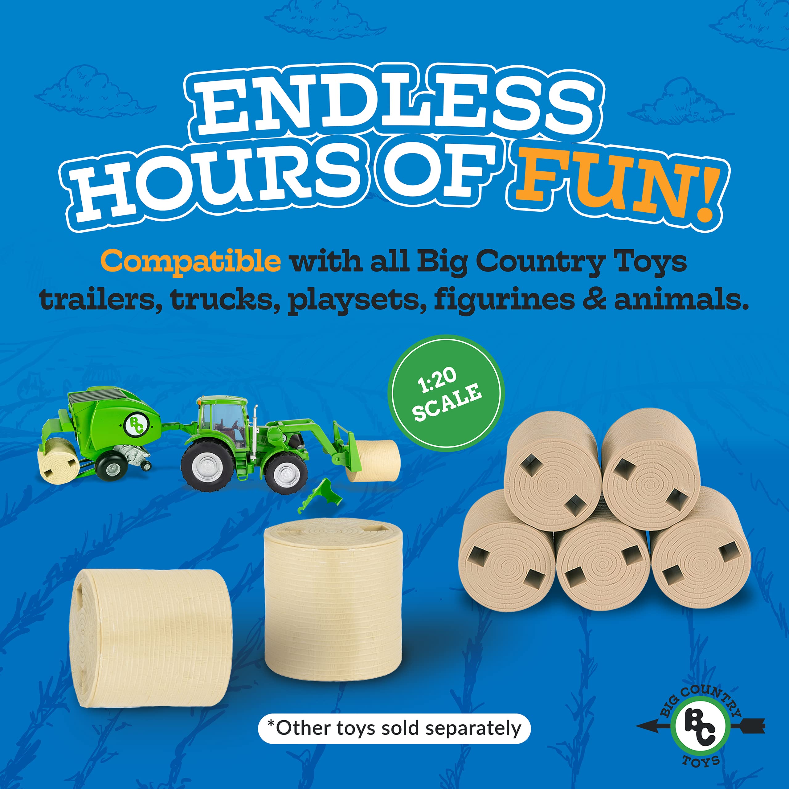 Big Country Toys 5-Piece Farm Hay Bale Set - Realistic Animal Feeding Toy for Kids Ages 3+ | Perfect for Farm Playsets, Pretend Play & Educational Activities