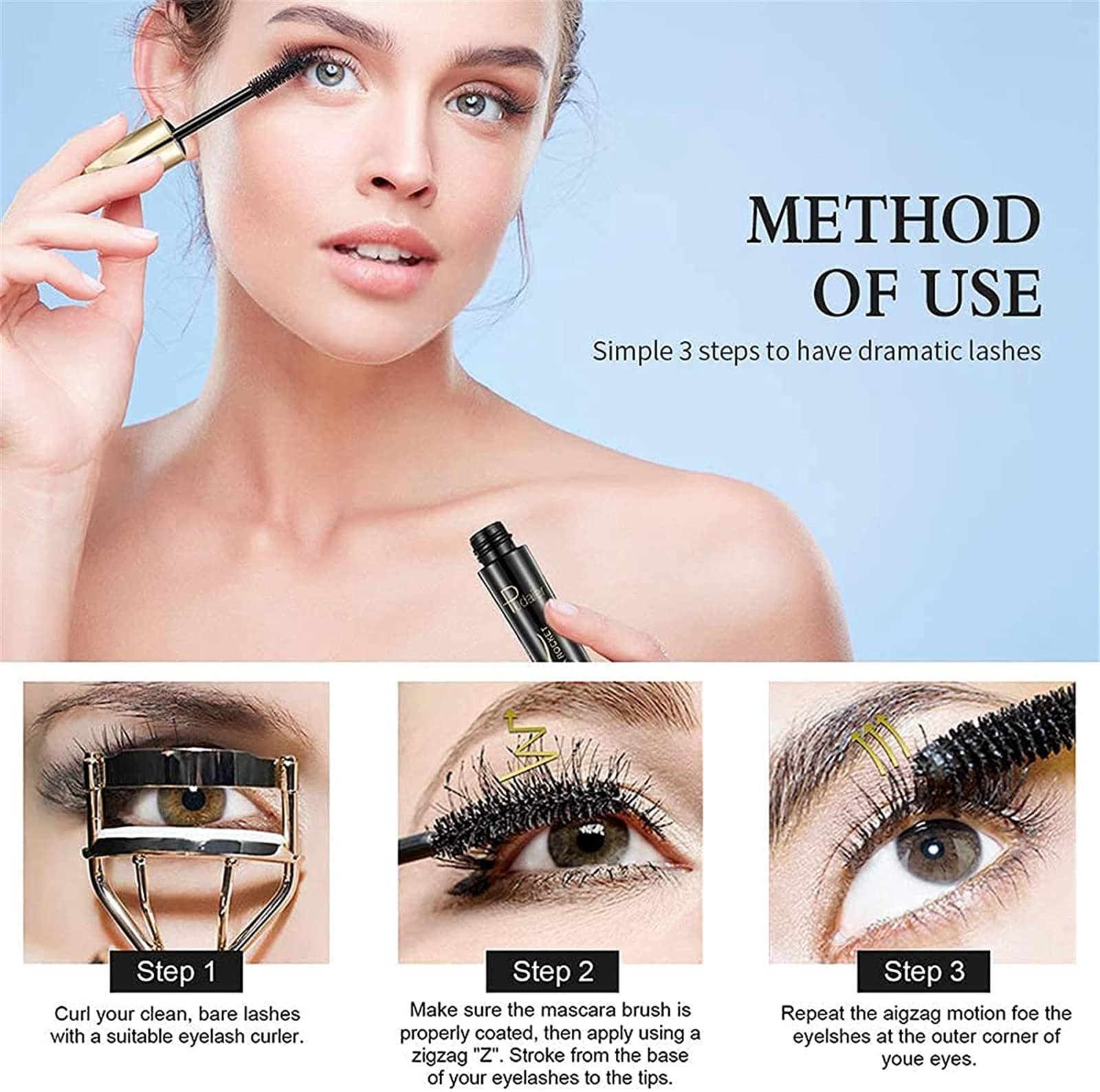 2024 Crown Waterproof Mascara - Long Lasting 4D Silk Fiber Lash Mascara for Voluminous Lashes (1PC) - Perfect for Weddings, Parties & Everyday Wear