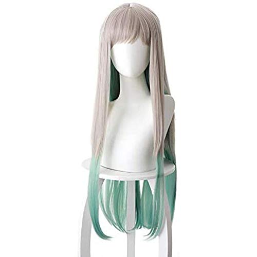 Fiend Boy Cosplay Wig - Hua Zijun Eight Seek Ning Ning Style Silver Gray to Green Gradient Anime Wig for Halloween, Cosplay & Costume Parties