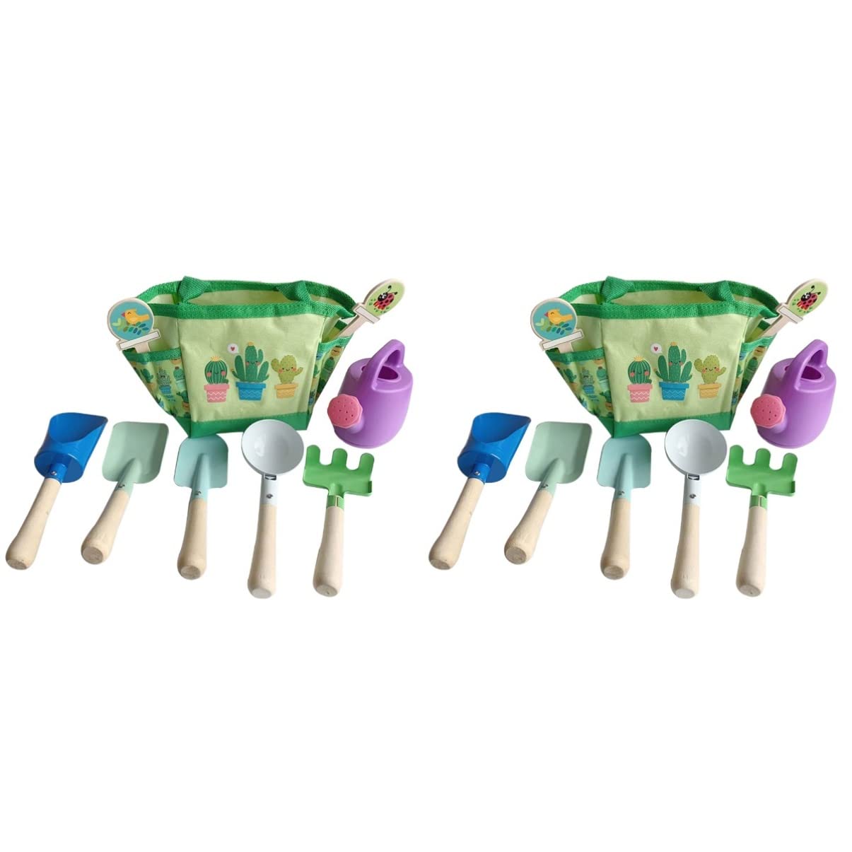 Toyvian 2 Sets Kids Garden Tool Toys with Watering Can & Tote Bag - Gardening Tool Set for Toddlers, Outdoor Play & Bath Time Fun - Perfect for Backyard Activities, Pretend Play & Early Learning