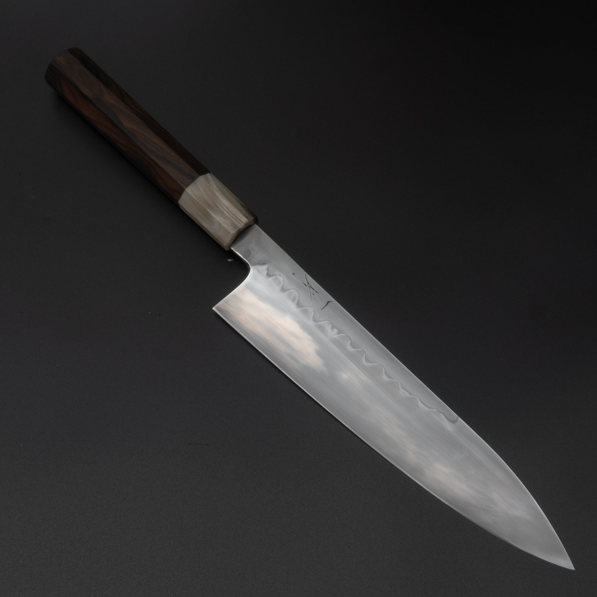 Hitohira Togashi Yohei White #2 Mizu Honyaki Gyuto 225mm Japanese Chef Knife with Ziricote Wood Handle (#006) - Premium Kitchen Knife for Sushi, Meat Cutting & Professional Cooking