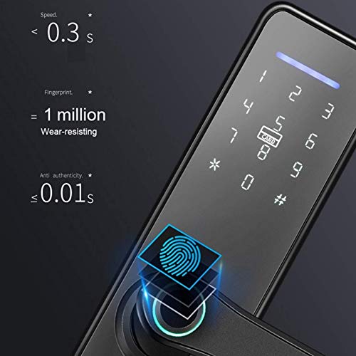 EBTOOLS Smart Fingerprint Door Lock - Keyless Entry with Touchscreen, Mechanical Keys, IC Card & Tuya App Access - Secure Digital Front Door Lock for Home & Office Use