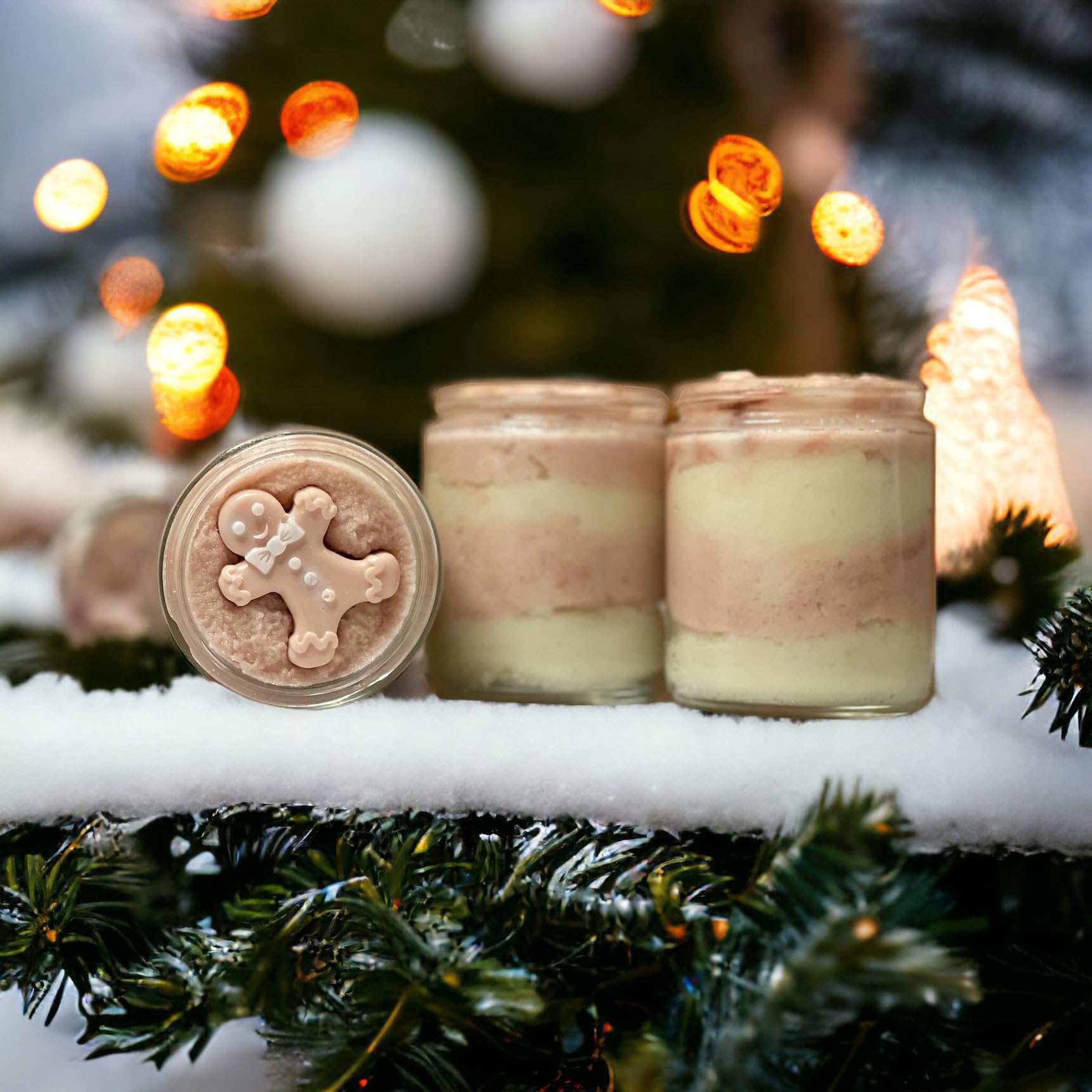 Whipped Gingerbread Man Body Scrub - All Natural Exfoliating & Moisturizing Scrub with Sunflower Oil, Cocoa Butter, Beeswax & Honey for Soft, Smooth Skin - 8 oz | Perfect for Holiday Gifts & Self-Care Pampering