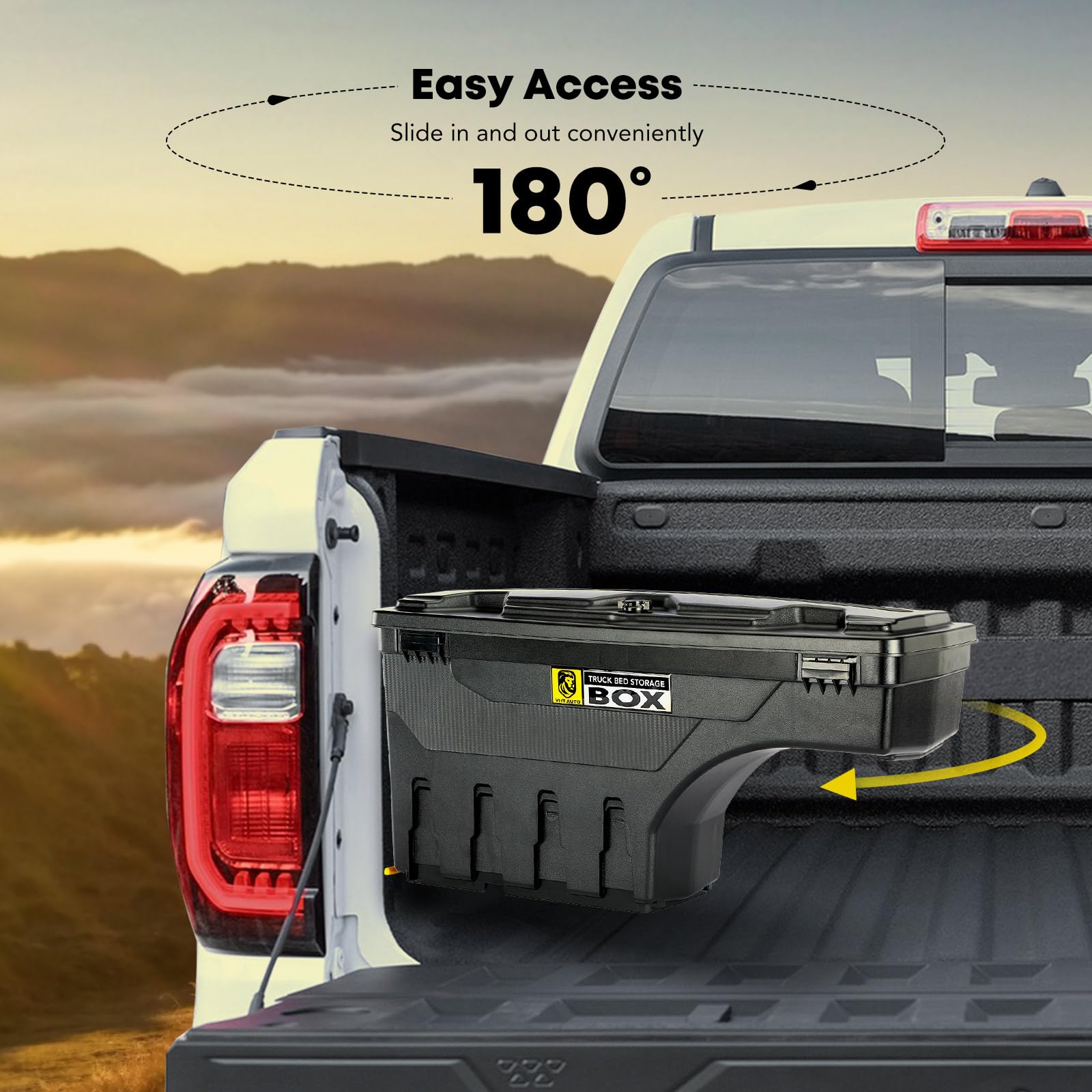 Lockable Truck Bed Tool Box for Toyota Tacoma 2005-2022 | Passenger Side Storage Box | Waterproof & Swing Wheel Well Toolbox | Perfect for Camping, Work Tools & Outdoor Gear Organization