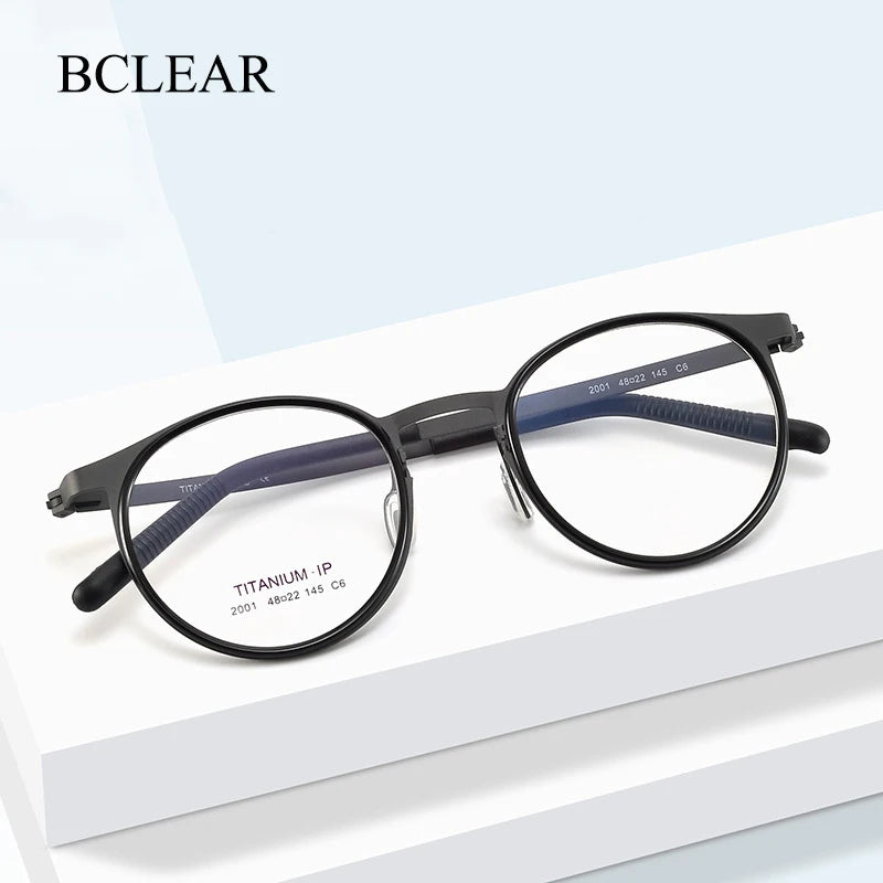 Bclear Women's Full Rim Round Titanium Eyeglasses L2001 - Lightweight & Durable Eyewear for Work, Reading & Fashion