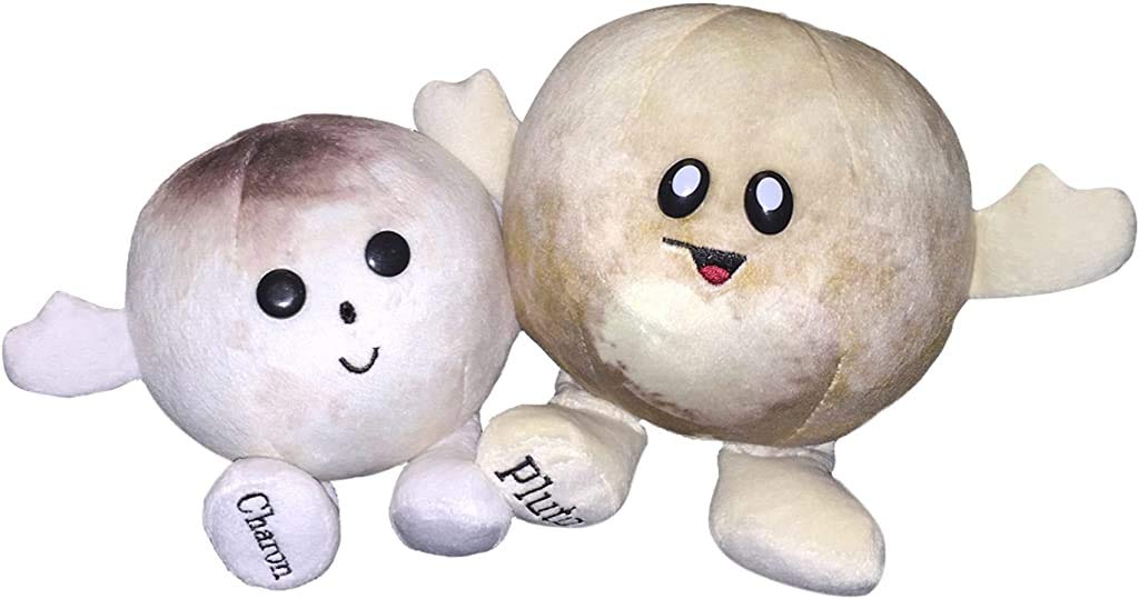 Celestial Buddies Pluto Charon Plush Toy - Soft Stuffed Planet & Moon Set for Space Lovers, Kids Room Decor, Astronomy Gifts & Cuddly Companions