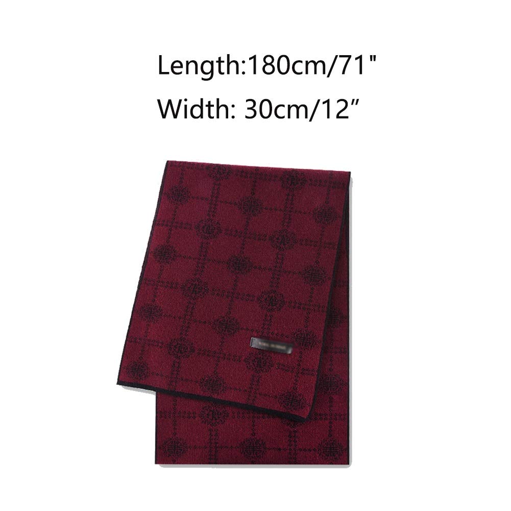 Men's Plaid Winter Scarf - Soft Australian Wool Cashmere Feel, Warm Fashion Accessory with Gift Box - Perfect for Cold Weather, Outdoor Activities & Holiday Gifts (Red)