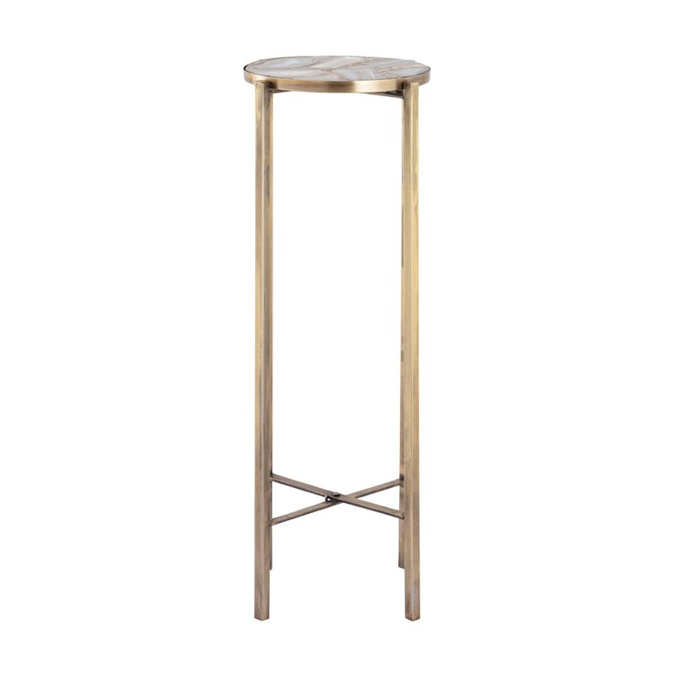 Watkins 9 x 23.5 Inch Antique Brass/Gray Accent Table - Perfect for Living Room, Bedroom, or Entryway Decor