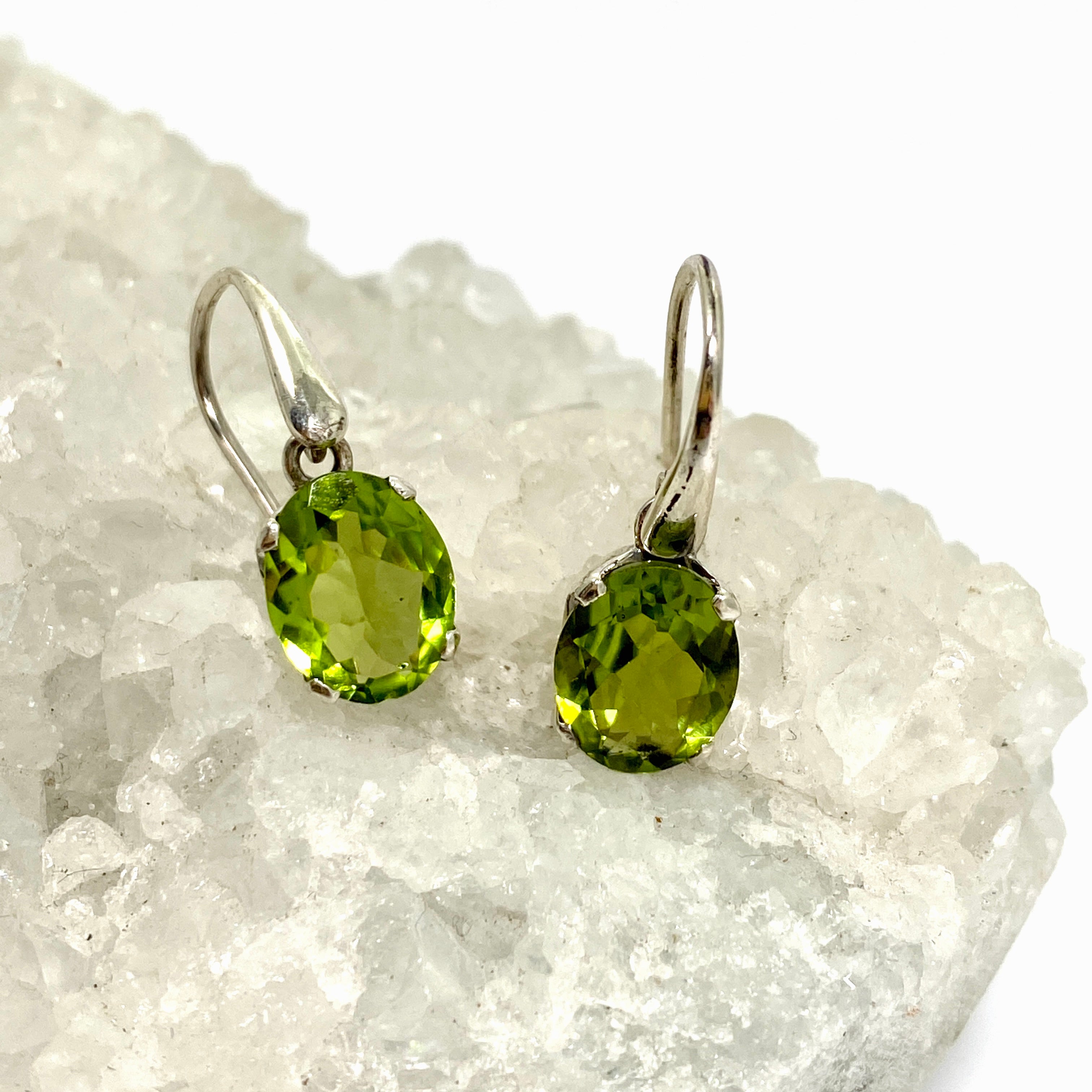 Peridot Oval Faceted Stud Earrings - 14K Gold Plated Dainty Jewelry for Women - Perfect for Everyday Wear, Gift Giving & Special Occasions
