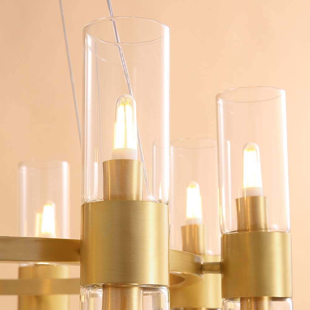 Modern Crystal Glass Chandelier with 32 Adjustable G9 Lights - Full Copper Ceiling Pendant Lighting Fixture for Dining Room, Living Room, Bedroom & Bathroom | Elegant Home Decor & Wedding Venue Lighting