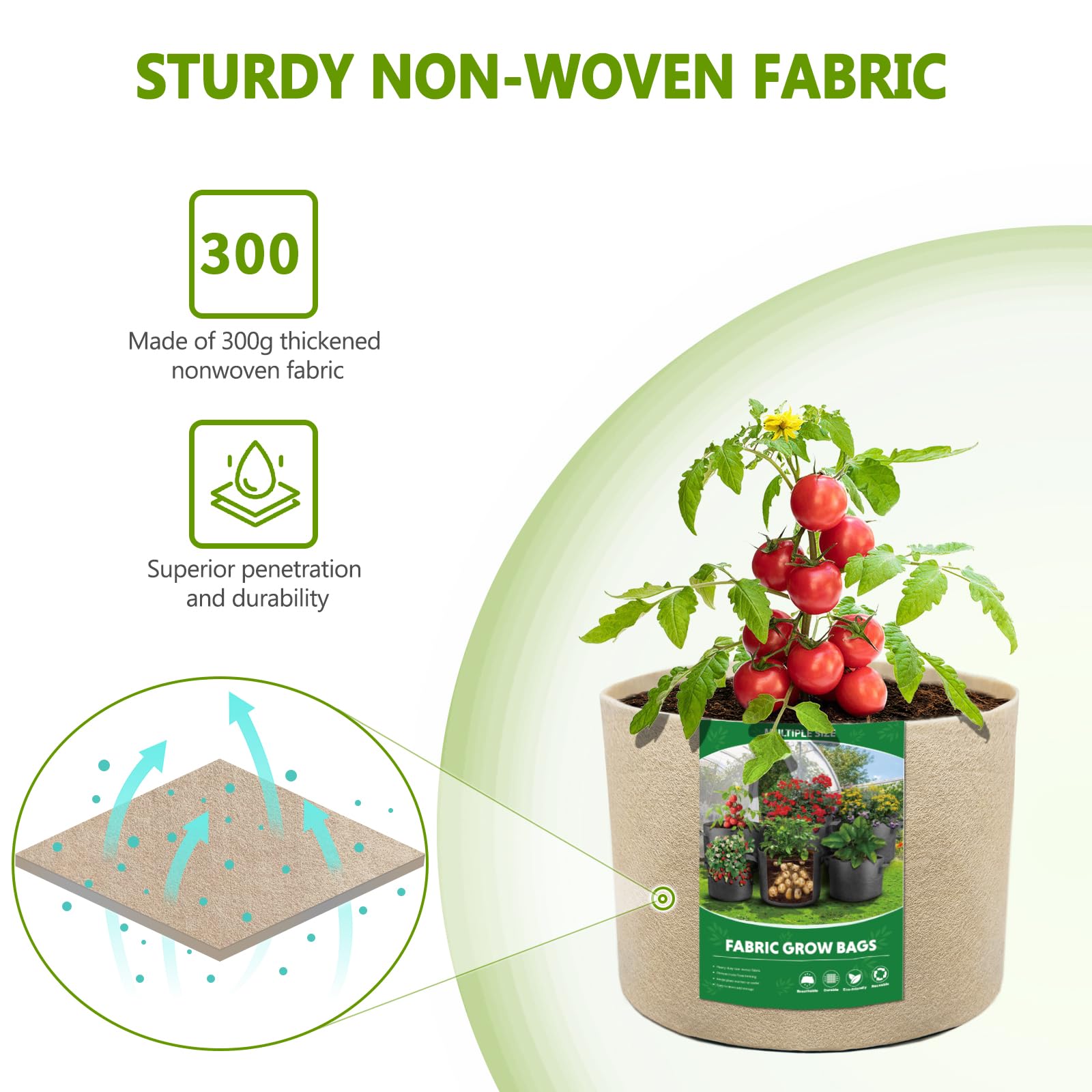 Bestio 1 Gallon Plant Grow Bags - 8 Pack Heavy Duty 300G Non-Woven Fabric Pots for Vegetables, Fruits, Flowers - Perfect for Backyard Gardening, Outdoor Planting & Indoor Hydroponics