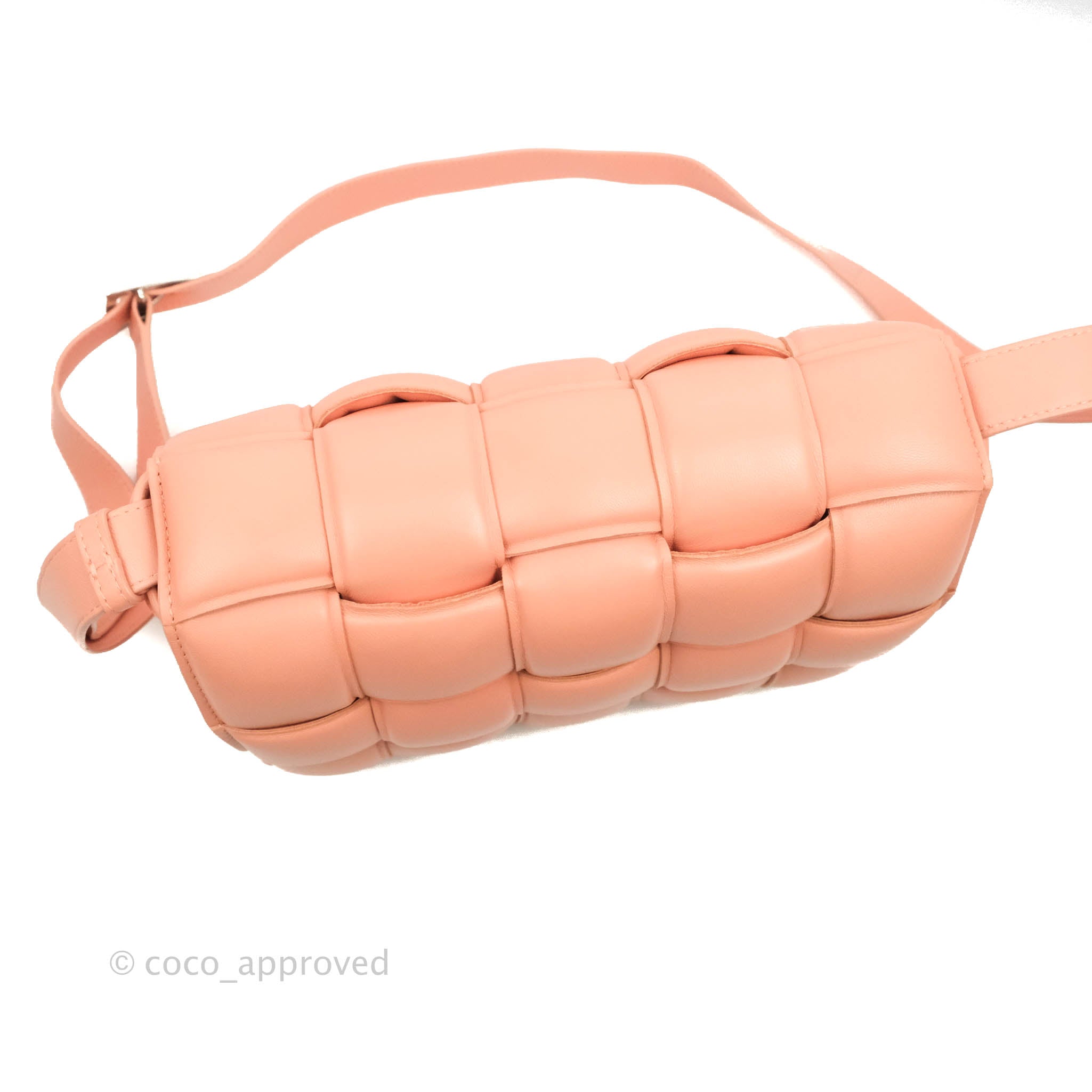 Bottega Veneta Padded Cassette Shoulder Bag in Pink Lambskin Leather with Silver Hardware - Luxury Crossbody Purse for Women, Perfect for Date Night & Special Occasions