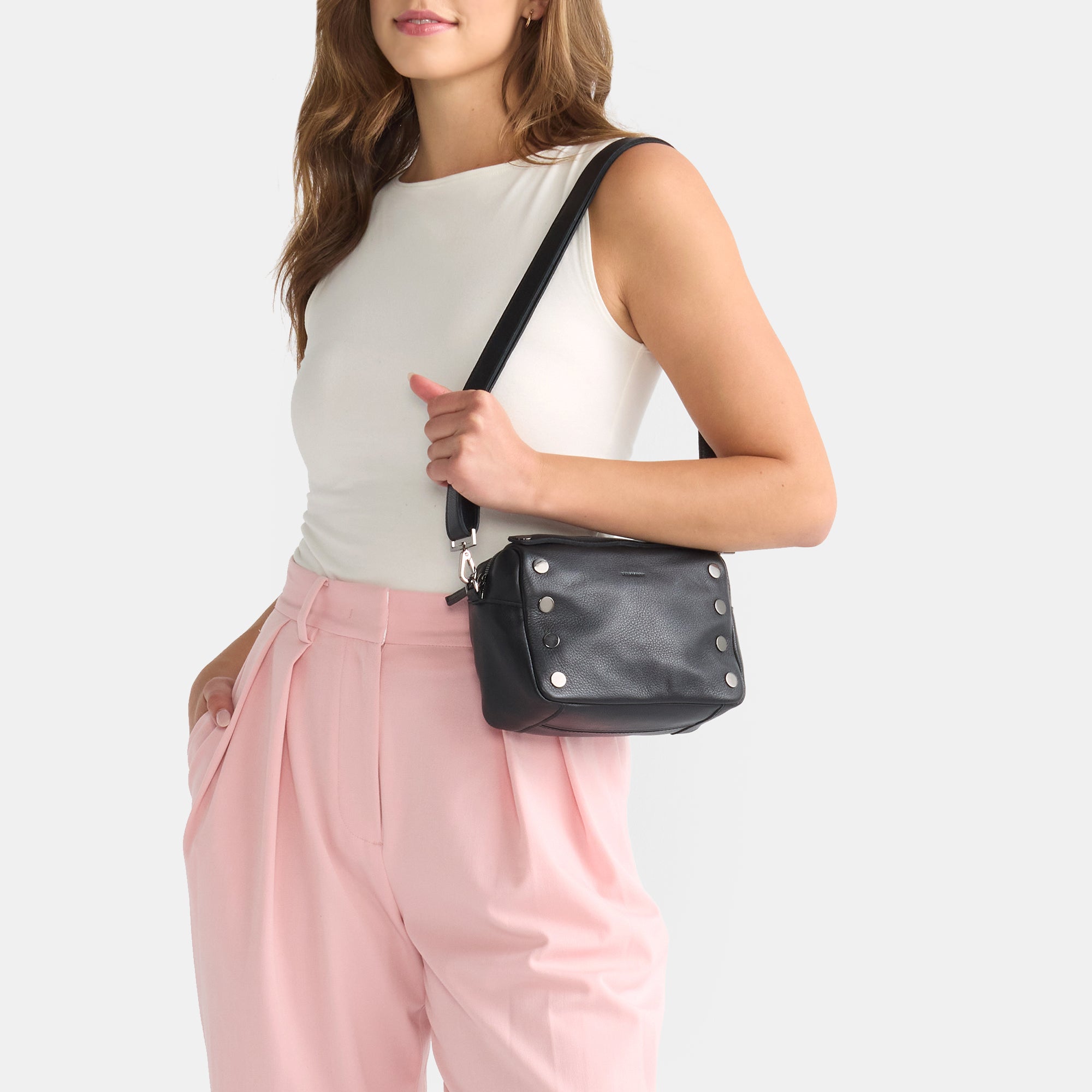 Evan Crossbody Bag for Women - Small Leather Purse with Adjustable Strap, Black & Gunmetal - Perfect for Everyday Use, Travel, and Shopping