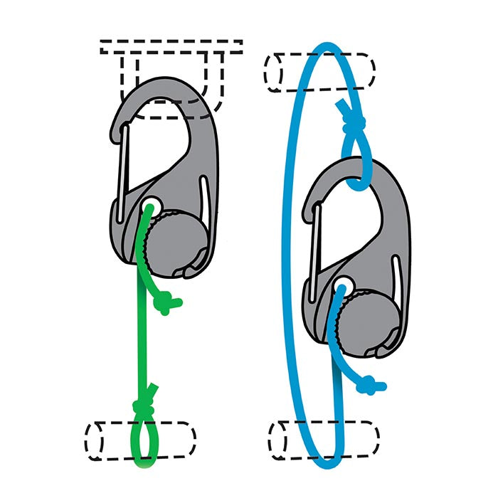Nite Ize CamJam 2 Pack with 8ft Tan Rope - Heavy Duty Cord Tighteners for Camping, Hiking & Outdoor Gear Organization - Secure Tents, Tarps & Equipment Easily