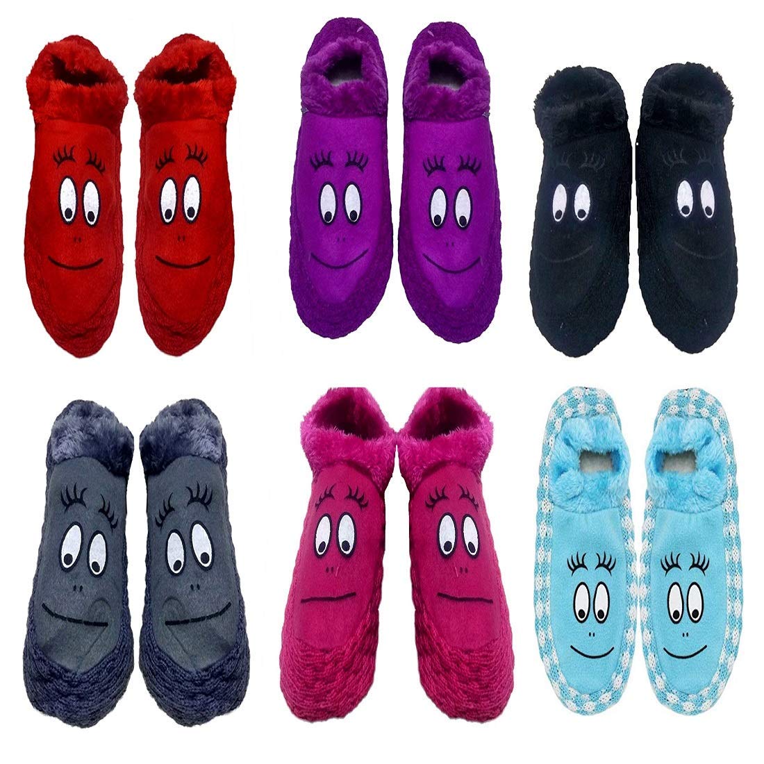 Krystle Kids Cute Knitted Winter Slipper Socks for Boys & Girls - Soft Rubber Sole Non-Slip Indoor Booties (Pink, Pack of 1) - Perfect for Cozy Home Wear & Holiday Gifts