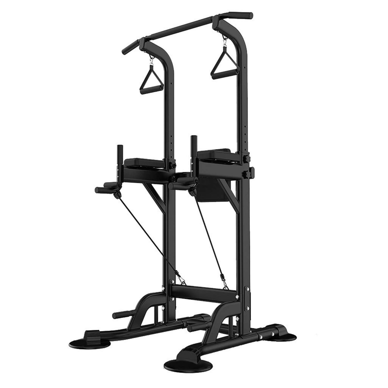 ROUWAN Power Tower Dip Station & Chin Up Bar - Adjustable Home Gym Equipment for Strength Training, Pull Ups, Dips & Core Workouts - Perfect for Home Fitness, Garage Gym & Small Spaces - Black