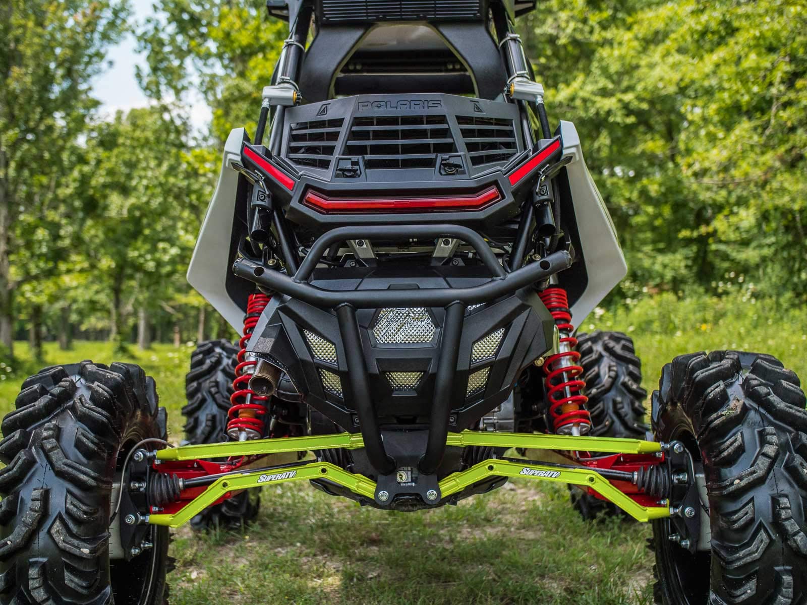 SuperATV Heavy Duty High Clearance Boxed Rear Radius Arms for Polaris RZR RS1 (2018+) - Lime Green | 4x Stronger Than OEM | Off-Road Upgrade | Not Compatible With Polaris Rear Bumpers | Perfect for Trail Riding, Rock Crawling & Extreme Off-Road Adventures