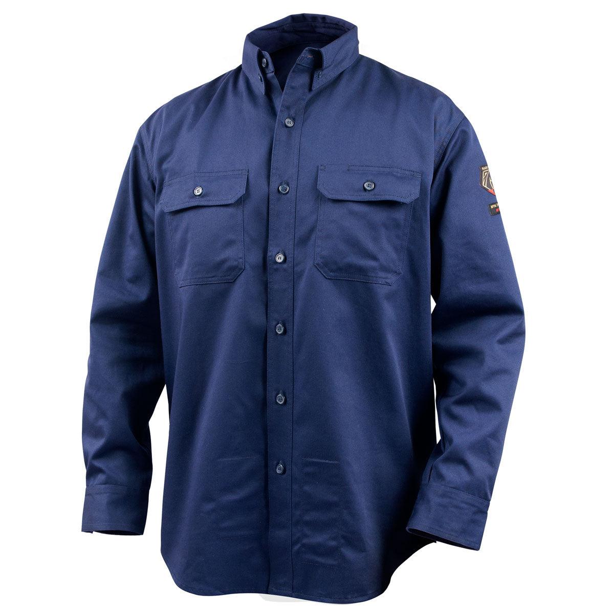 Black Stallion AR/FR Cotton Work Shirt - Flame Resistant Navy Blue (WF2110 NV) - Durable Safety Shirt for Construction, Oilfield & Industrial Work