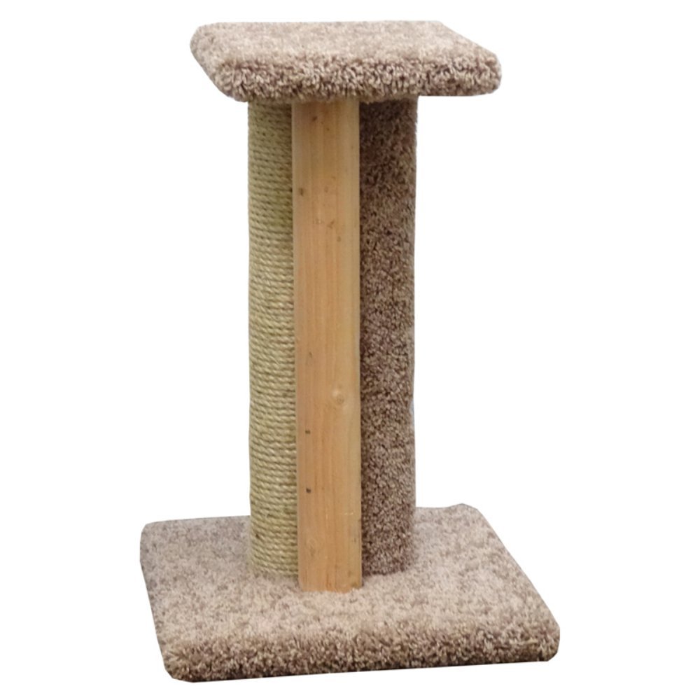 Premium Triple Cat Scratcher & Condo - Beige Cat Tree for Multiple Kittens - Durable Scratching Post with Lounging Perches for Play & Relaxation in Living Room or Bedroom