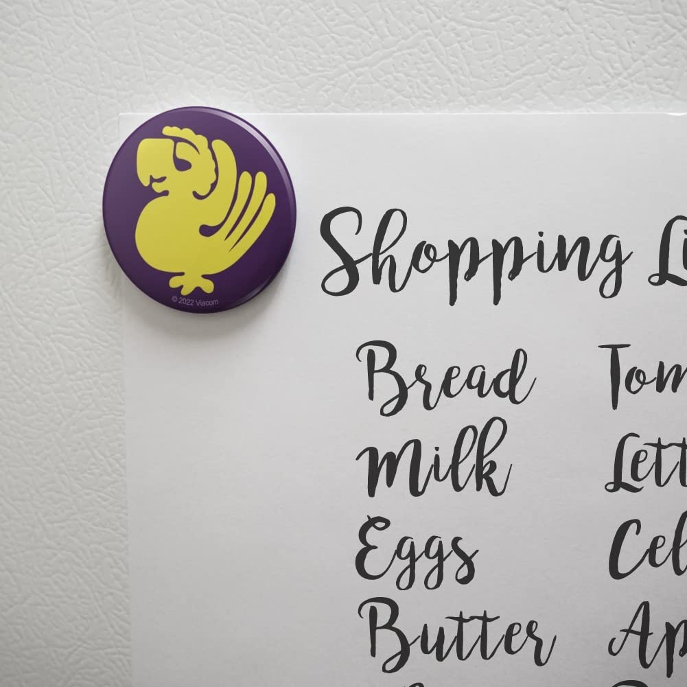Hidden Temple Purple Parrots Kitchen Refrigerator Locker Button Magnet - Fun Retro Fridge Decor for 90s Nostalgia Fans & Game Show Enthusiasts - Perfect for Kitchens, Offices, Dorm Rooms & Collectors