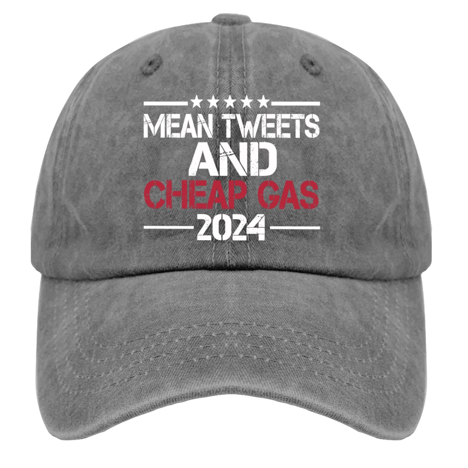 ONST Mean Tweets & Cheap Gas 2024 Baseball Cap for Men - Vintage Washed Cotton Adjustable Hat with Graphic Print | Casual Wear, Outdoor Sports & Street Fashion