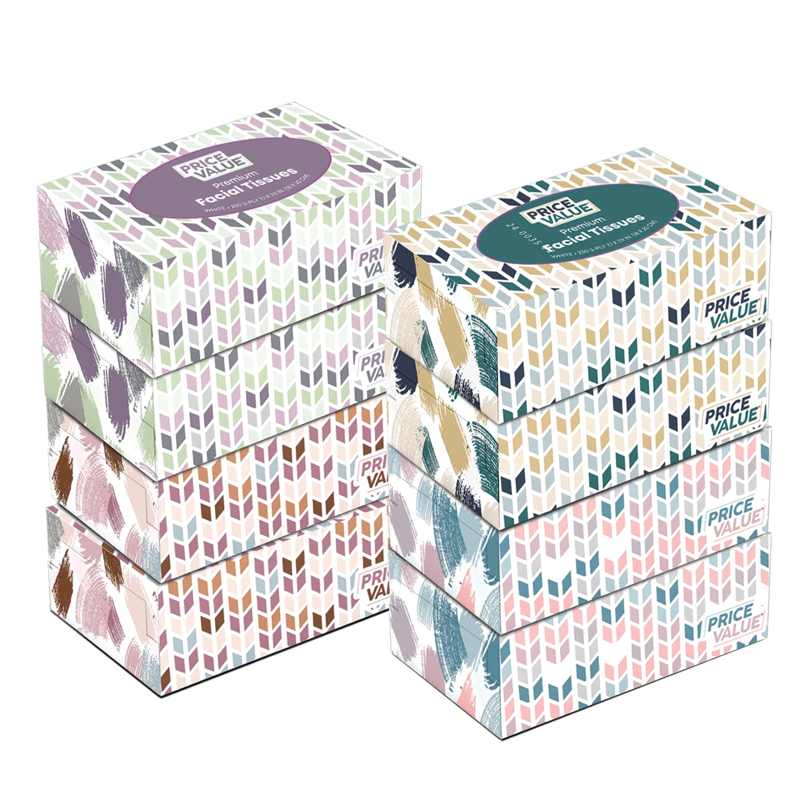Premium Soft Facial Tissues - 230 Sheets Per Box, 8 Boxes (1,840 Sheets Total) | Gentle, Durable & Stylish Design for Home, Office & Travel Use