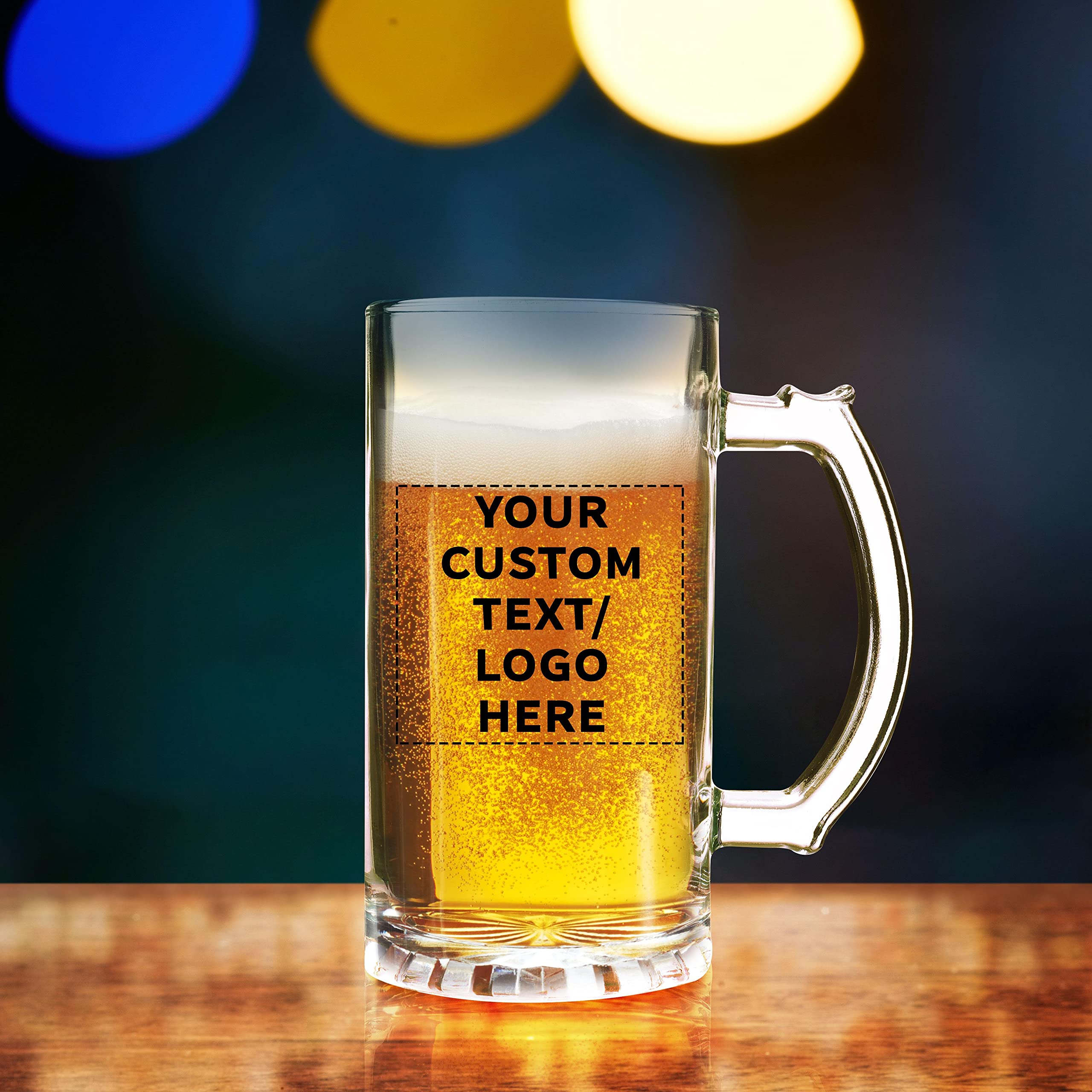 Custom Engraved 16 oz Glass Beer Mugs Bulk Set of 50 - Personalized Barware for Wedding Favors, Groomsmen Gifts & Birthday Parties - Clear Pint Glasses for Home Bars, Pubs & Restaurants