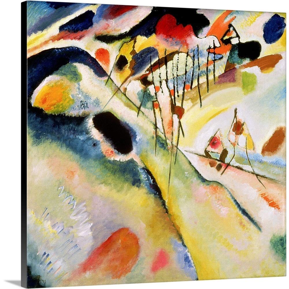 Wassily Kandinsky Landscape Canvas Wall Art Print - Classic Abstract Expressionism Painting for Home Decor, Modern Artwork 36x36 Inches - Perfect for Living Room, Bedroom & Office Wall Decor