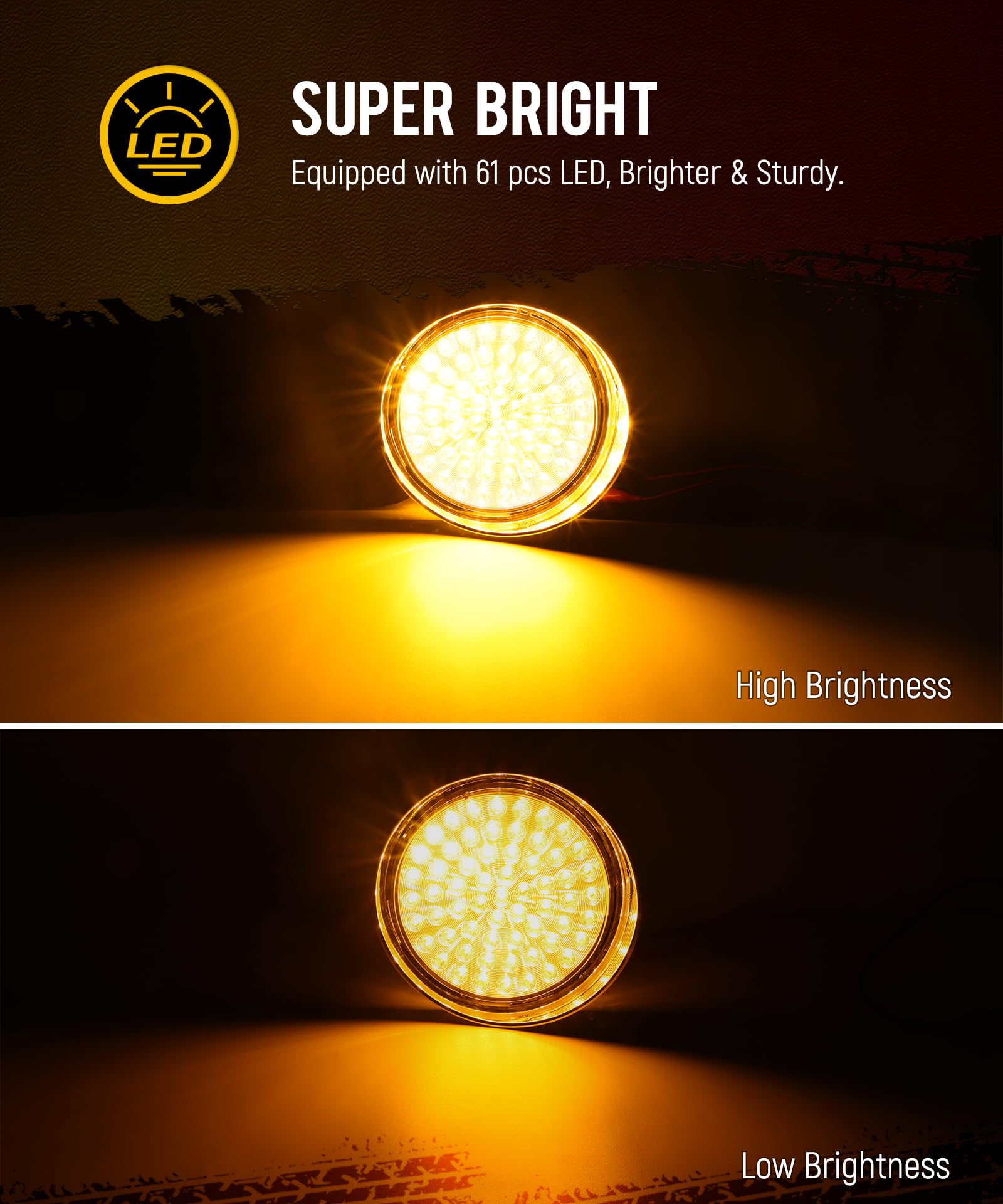 Partsam 1 Pair Amber 61 LED Daytime Running Lights with Clear Lens - Replacement for Freightliner Century Trucks 1996-2005 | DRL Lights for Enhanced Visibility & Safety on the Road