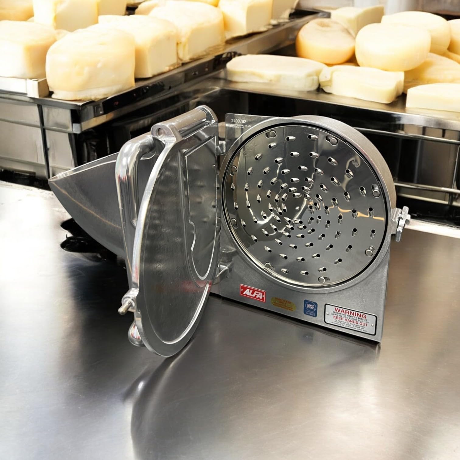 Alfa GS-12 Commercial Mixer Grater Shredder Attachment - Complete Set Compatible with Standard #12 Meat Grinder Hubs | Perfect for Cheese, Vegetables & Food Prep in Restaurants & Kitchens