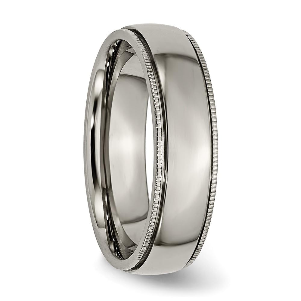 Diamond2Deal 6mm Titanium Grooved & Beaded Edge Band Ring - Size 9 | Durable & Stylish Wedding Band, Anniversary Gift for Men & Women