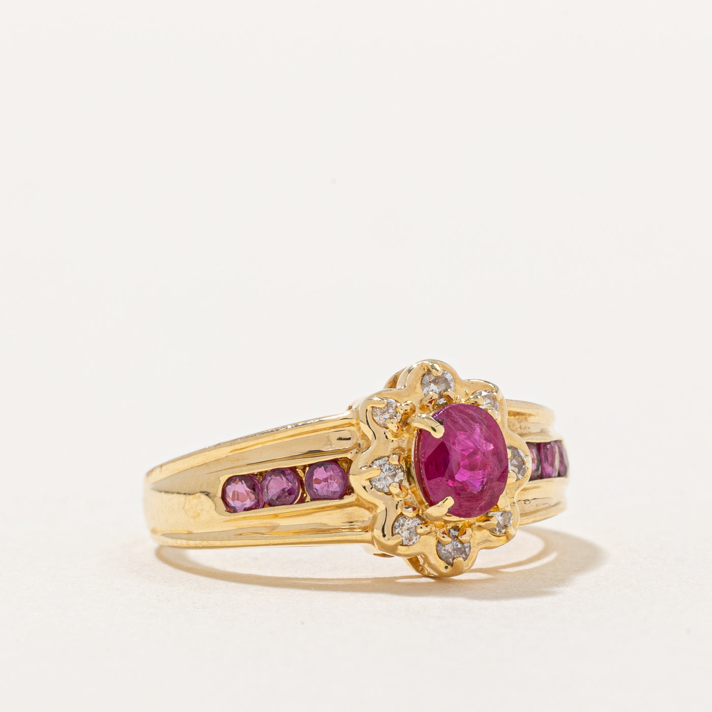 Exquisite Ruby & Diamond Halo Ring | 0.60ctw Center Stone & 0.08ctw Accent Diamonds | Size 6 | Perfect for Engagement, Anniversary & Special Occasion Gifts