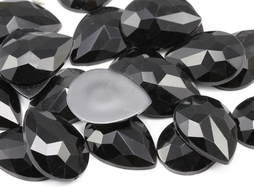 Allstarco 18x13mm Flat Back Teardrop Acrylic Rhinestones - 30pcs Black Jet H101 Plastic Gems for Jewelry Making, DIY Crafts, Costume Accessories & Card Embellishments - Perfect for Cosplay, Scrapbooking & Nail Art Designs
