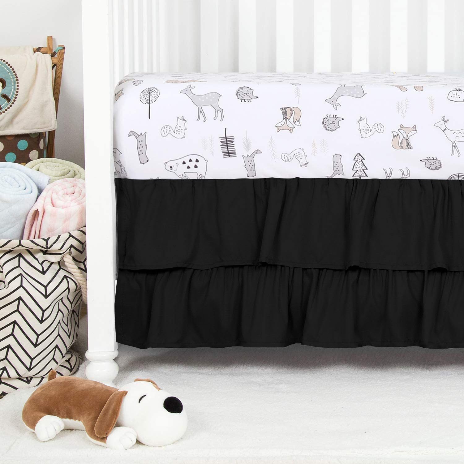 Premium 100% Egyptian Cotton Crib Bed Skirt - Multi Ruffled Nursery Bedding for Toddlers (28