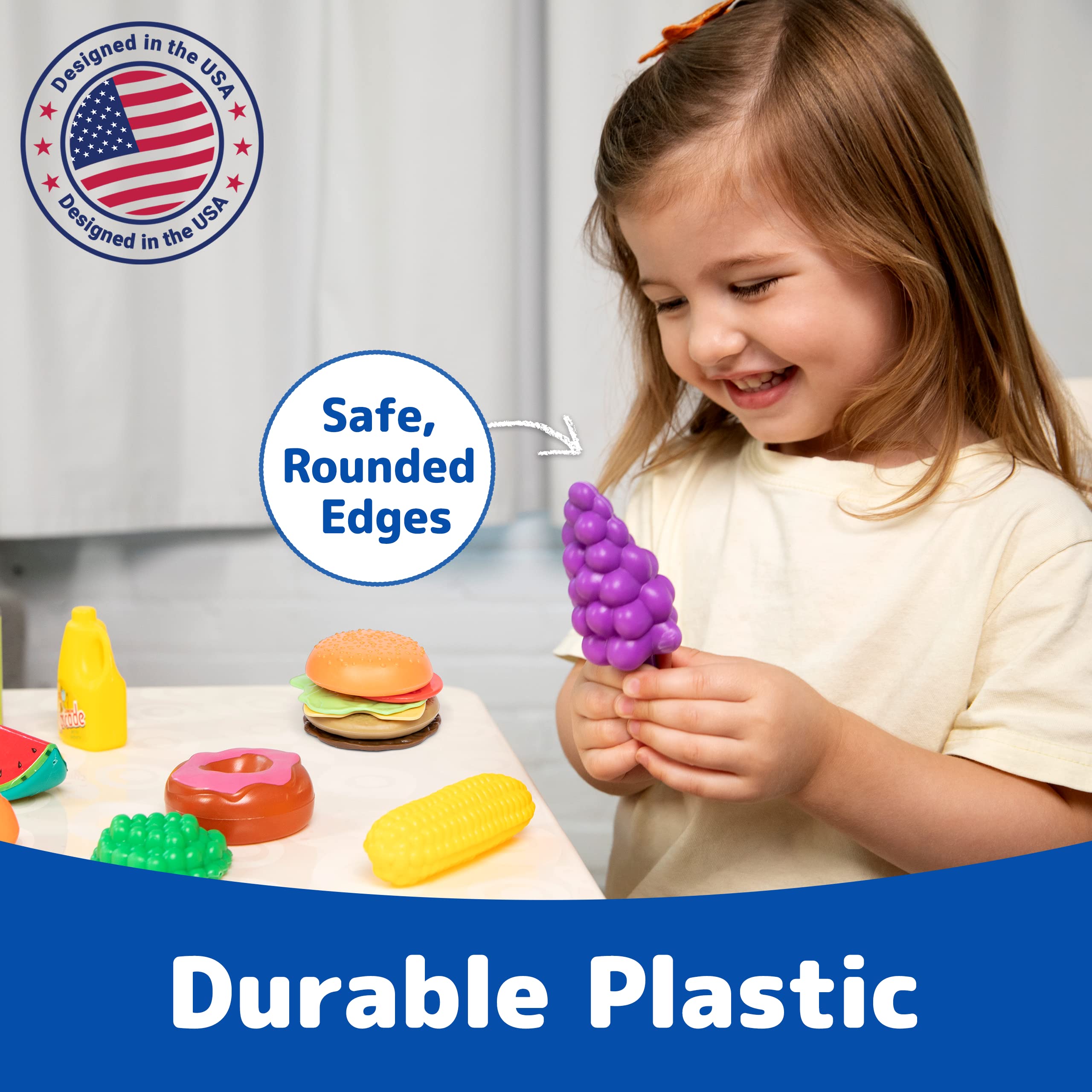 Jaxojoy 122-Piece Pretend Play Food Set for Kids - Realistic Toy Kitchen Accessories with Fruits, Vegetables & More - Perfect for Imaginative Play, Toddler Learning & Role-Playing Games - Great Gift for Birthday & Christmas (Ideal for Home, Preschool & Playdates)