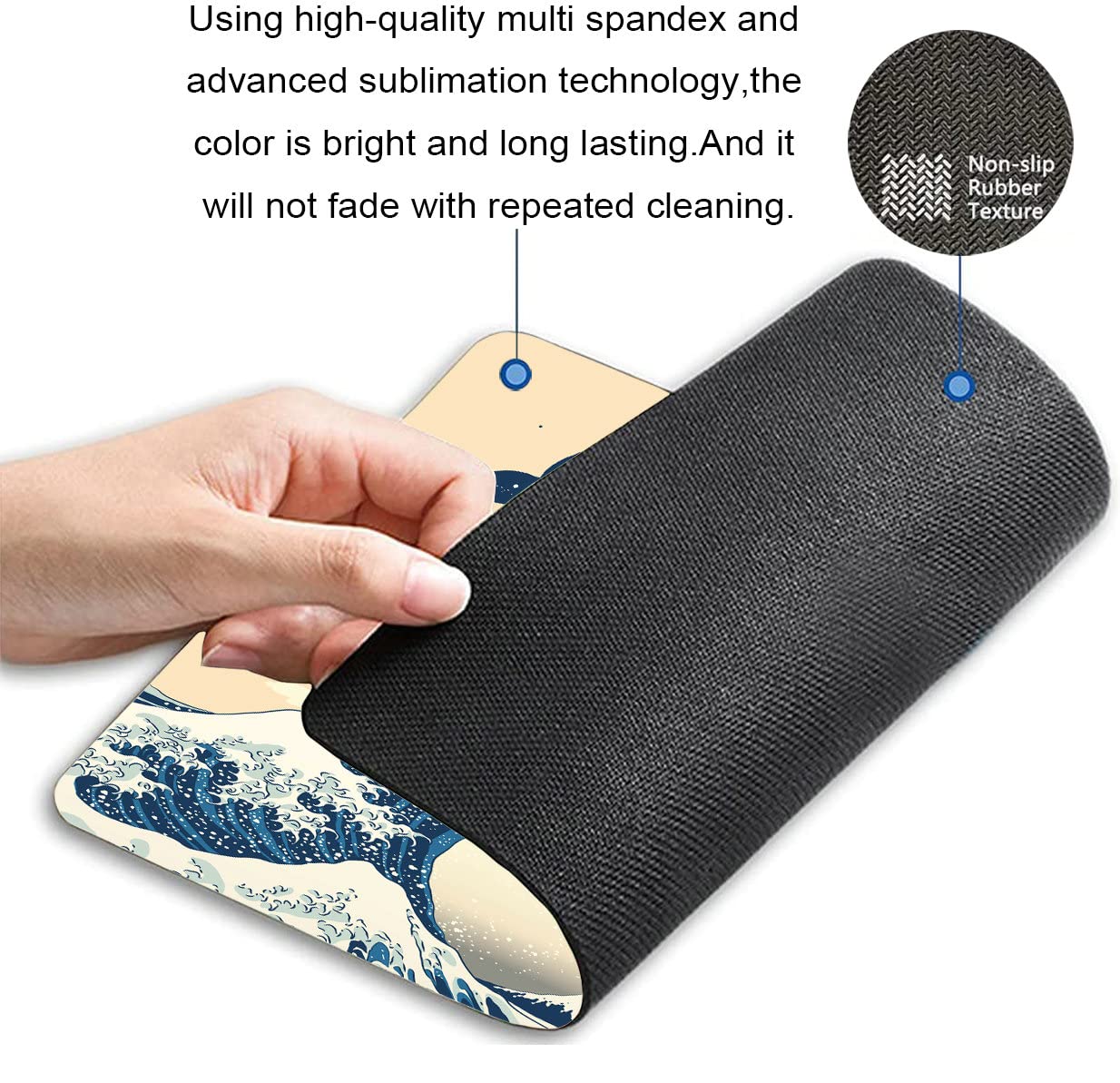 Ocean Wave Mouse Pad with Astronaut Riding Whale Design - Non-Slip Rubber Base Gaming Mousepad (7.9x9.5x0.12 Inch) for Office, Laptop & PC - Perfect for Work, Gaming & Creative Spaces