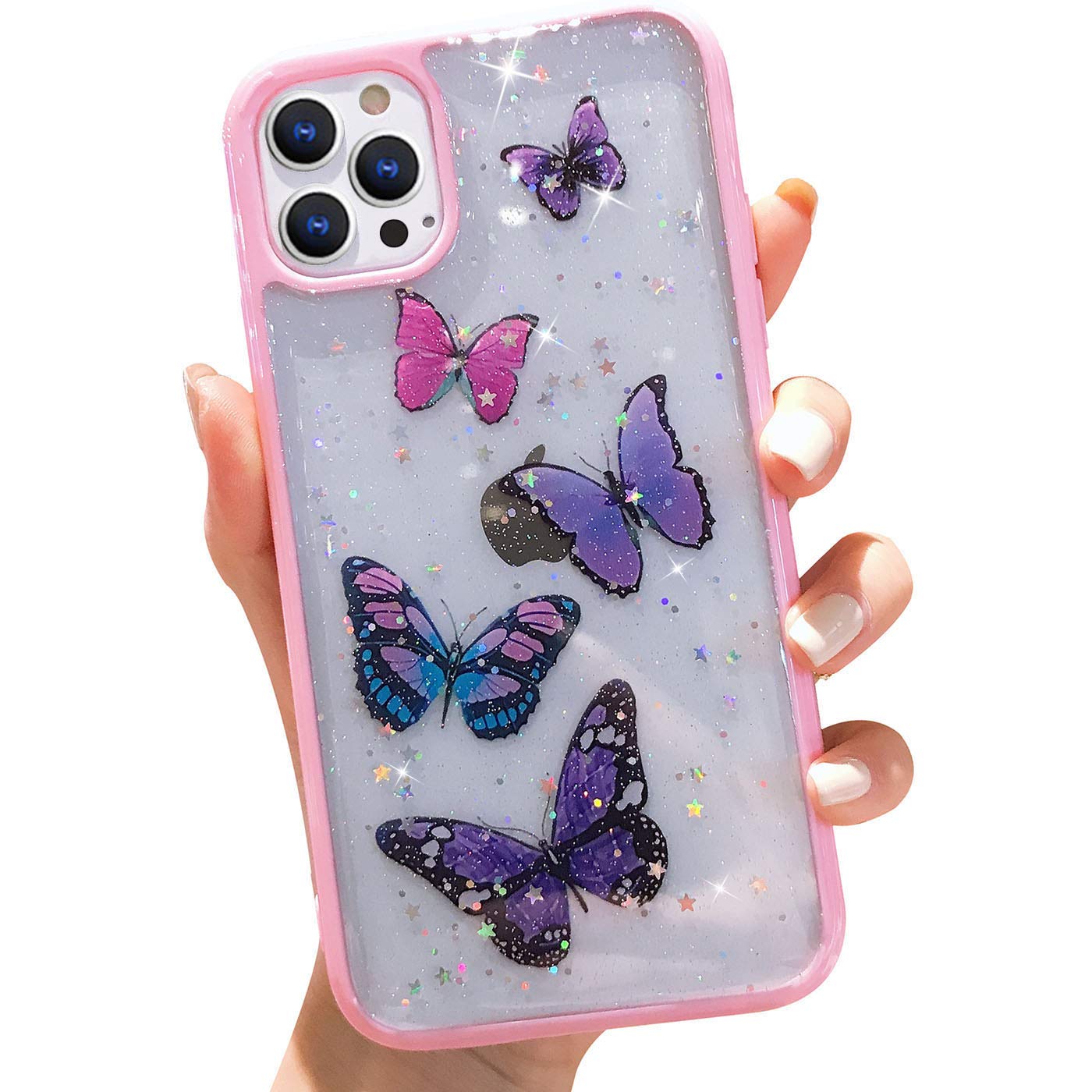 Sparkly Butterfly Glitter Phone Case for iPhone 13 Pro Max (6.7