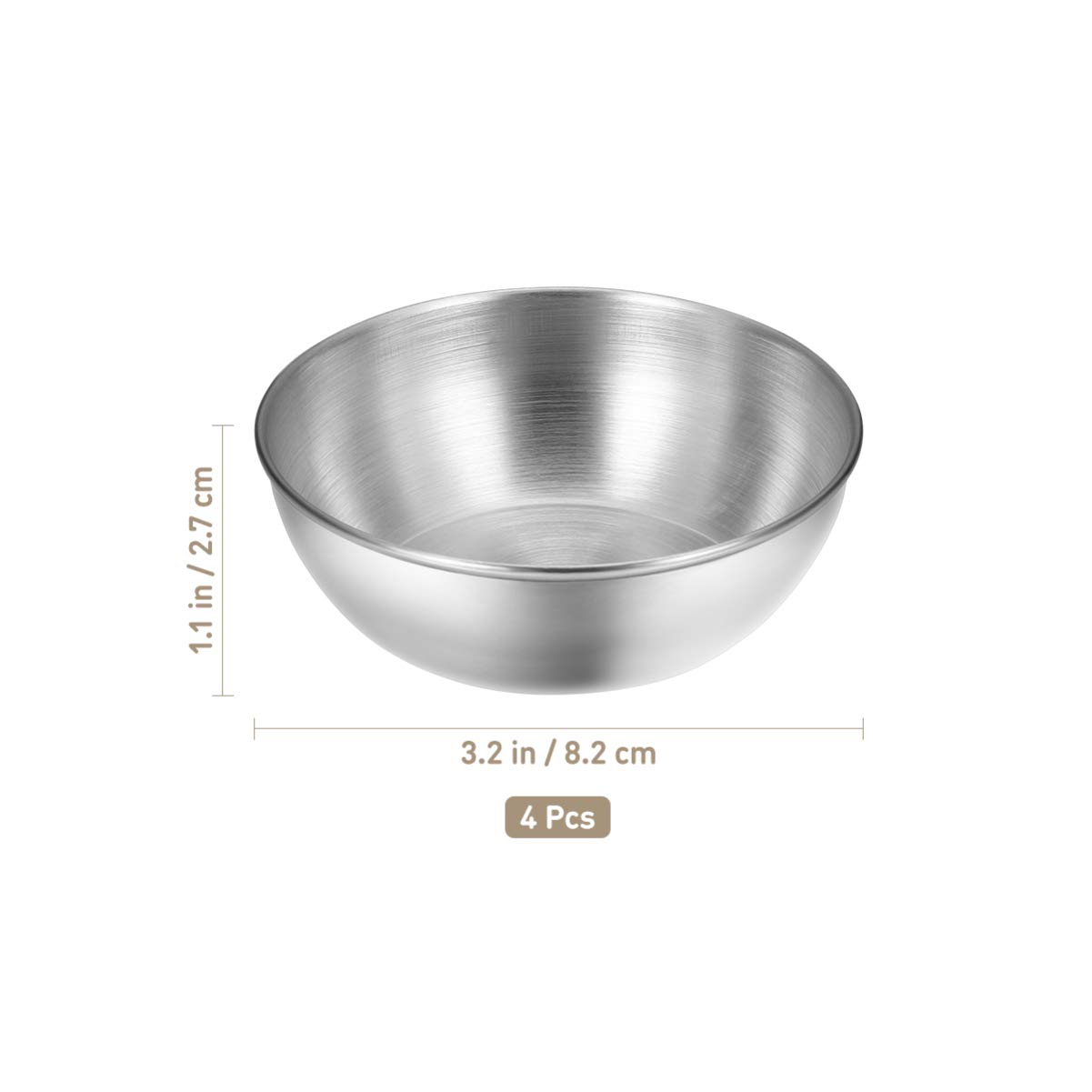 Yardwe 4-Piece Stainless Steel Round Sauce Dishes - Mini Appetizer Plates for Sushi, Dipping Sauces, Seasonings & Small Snacks - Perfect for Entertaining, Dining, and Food Presentation
