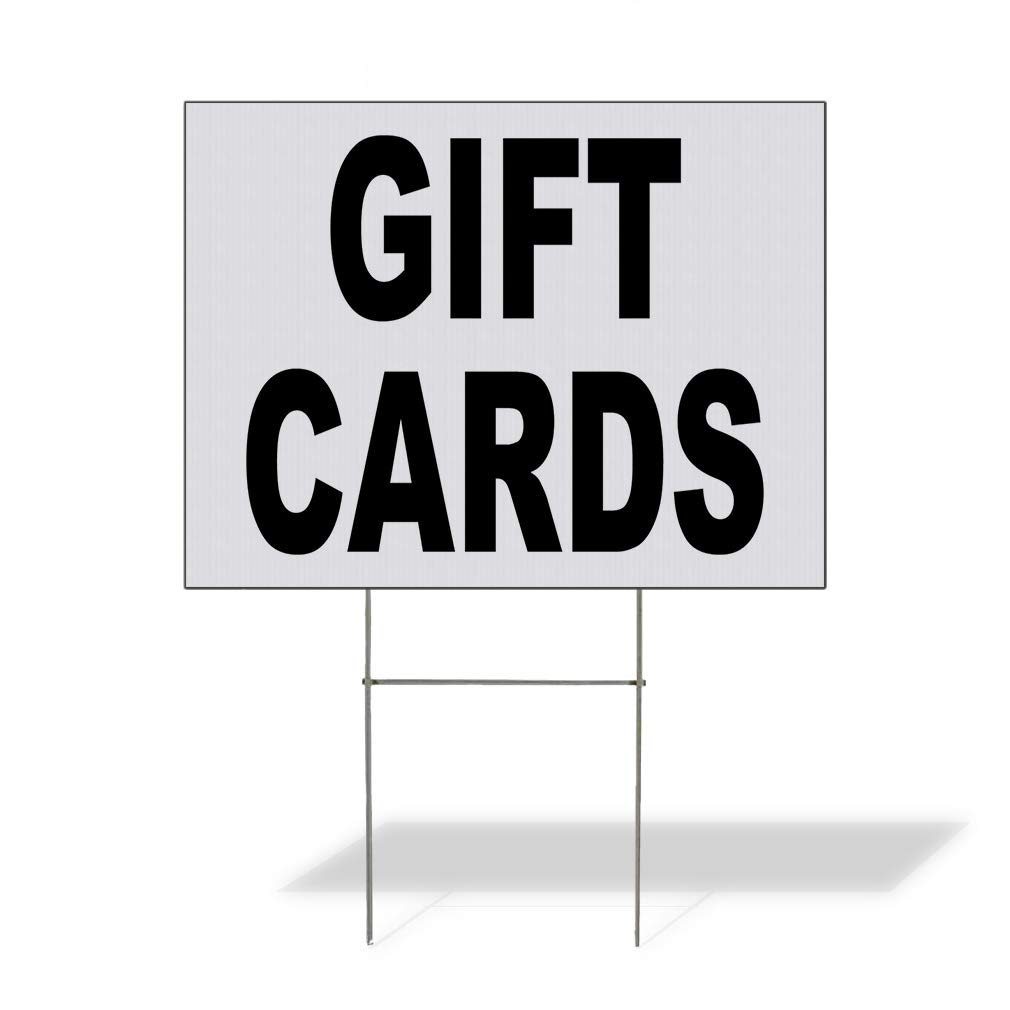 24x18 Inch Weatherproof Yard Sign - Black Lawn & Garden Gift Cards - 1 Side Print - Durable Outdoor Advertising for Businesses, Events & Holidays