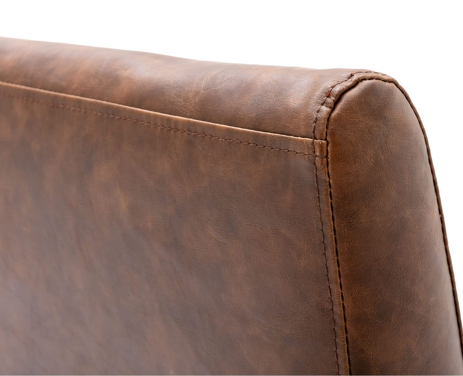 VESCASA Mid Century Modern Faux Leather Dining Chairs - Set of 2 Brown Upholstered Kitchen Chairs with Black Metal Frame & Adjustable Foot Pads | Perfect for Restaurant, Home Dining Room & Office Conference Table Setting
