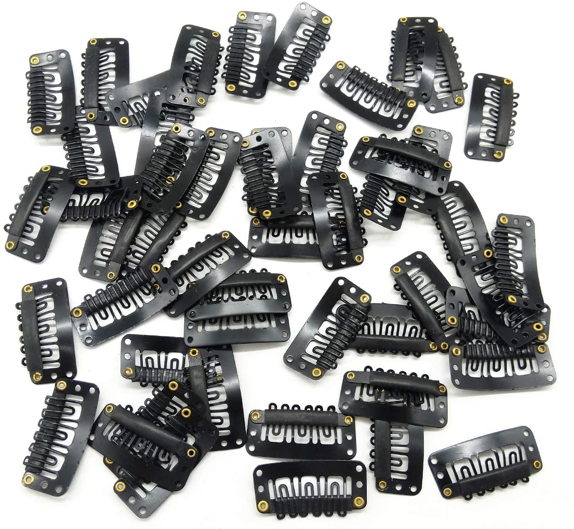 Ghelonadi U-Shape Metal Snap Clips for Hair Extensions - 12 Pack Black Wig Clips, Secure Hair Accessories for Men & Women - Perfect for Salon Styling, Cosplay & Daily Hair Fixing