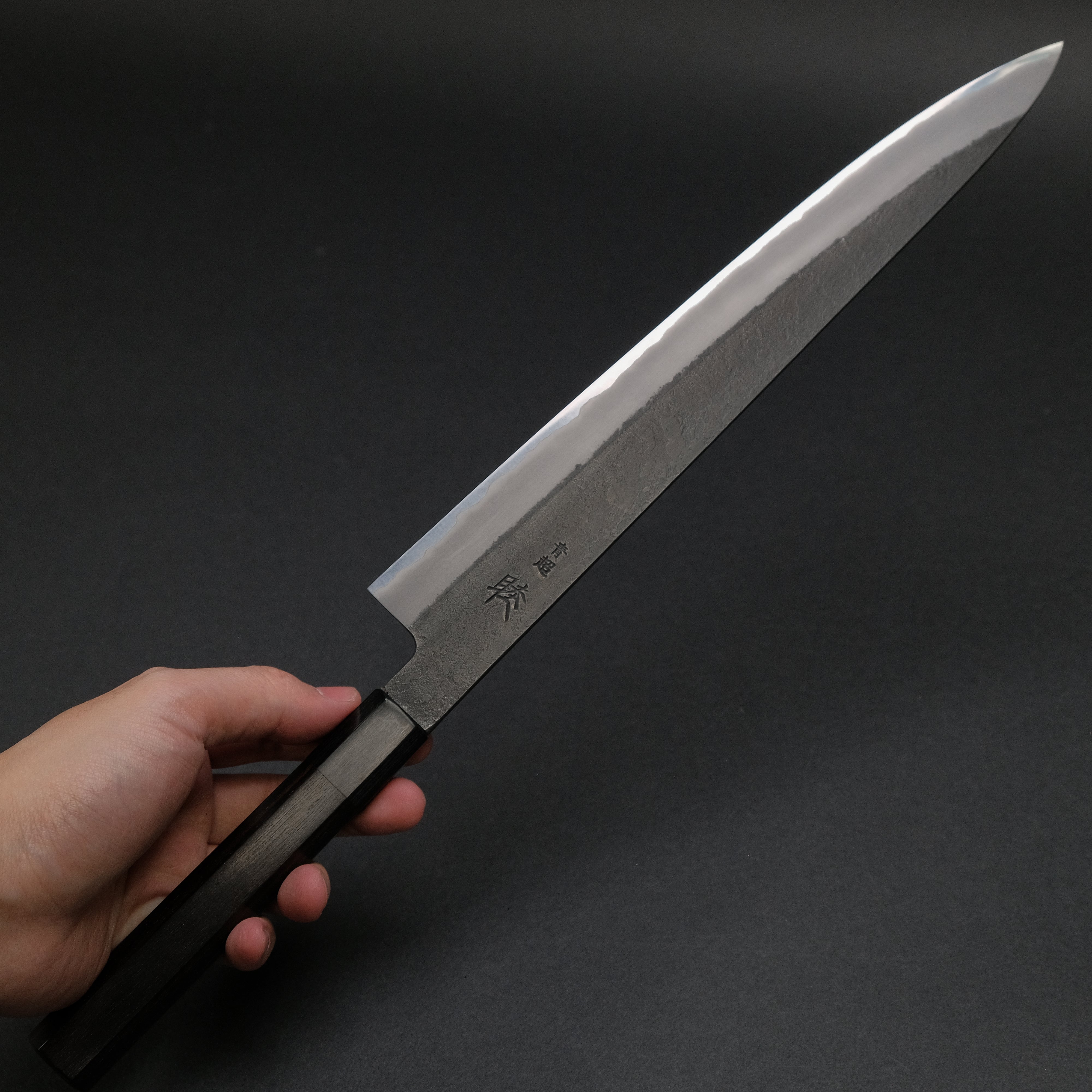 Premium Mutsumi Blue Super Kurouchi Nashiji Sujihiki Knife 270mm - Japanese High Carbon Steel Slicing Knife with Ebony Wood Handle - Perfect for Sushi, Sashimi & Meat Carving