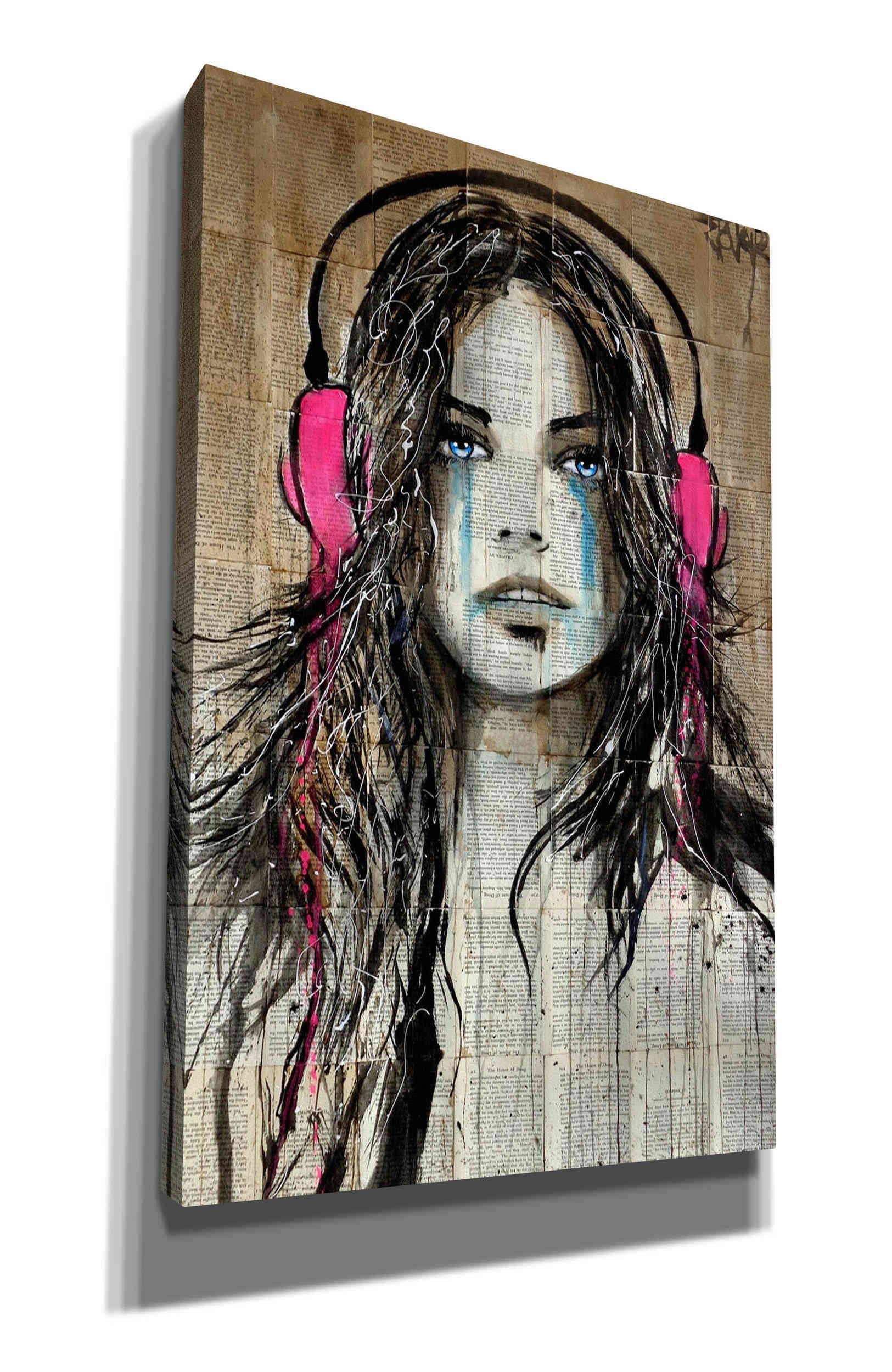 Loui Jover 'Wired for Sound' Canvas Wall Art Print - 26x40 Inches Modern Home Decor for Living Room, Bedroom & Office
