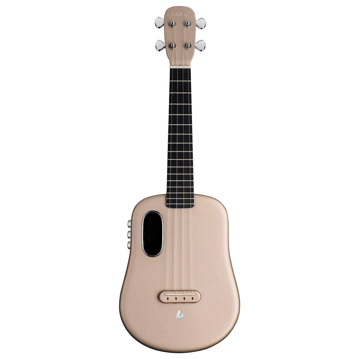 LAVA U Carbon Fiber Concert Ukulele with Built-in Effects - 23-inch Travel Ukulele with FreeBoost Technology, Includes Hard Case, Pick & Charging Cable (Sparkle Gold) - Perfect for Travel, Street Performance & Home Practice