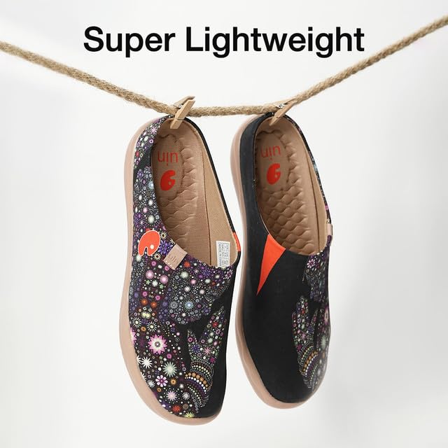 UIN Women's Slip-On Mules - Comfortable Lightweight Clogs with Wide Toe & Artistic Painting - Malaga Series | Perfect for Travel, Casual Wear & Everyday Comfort